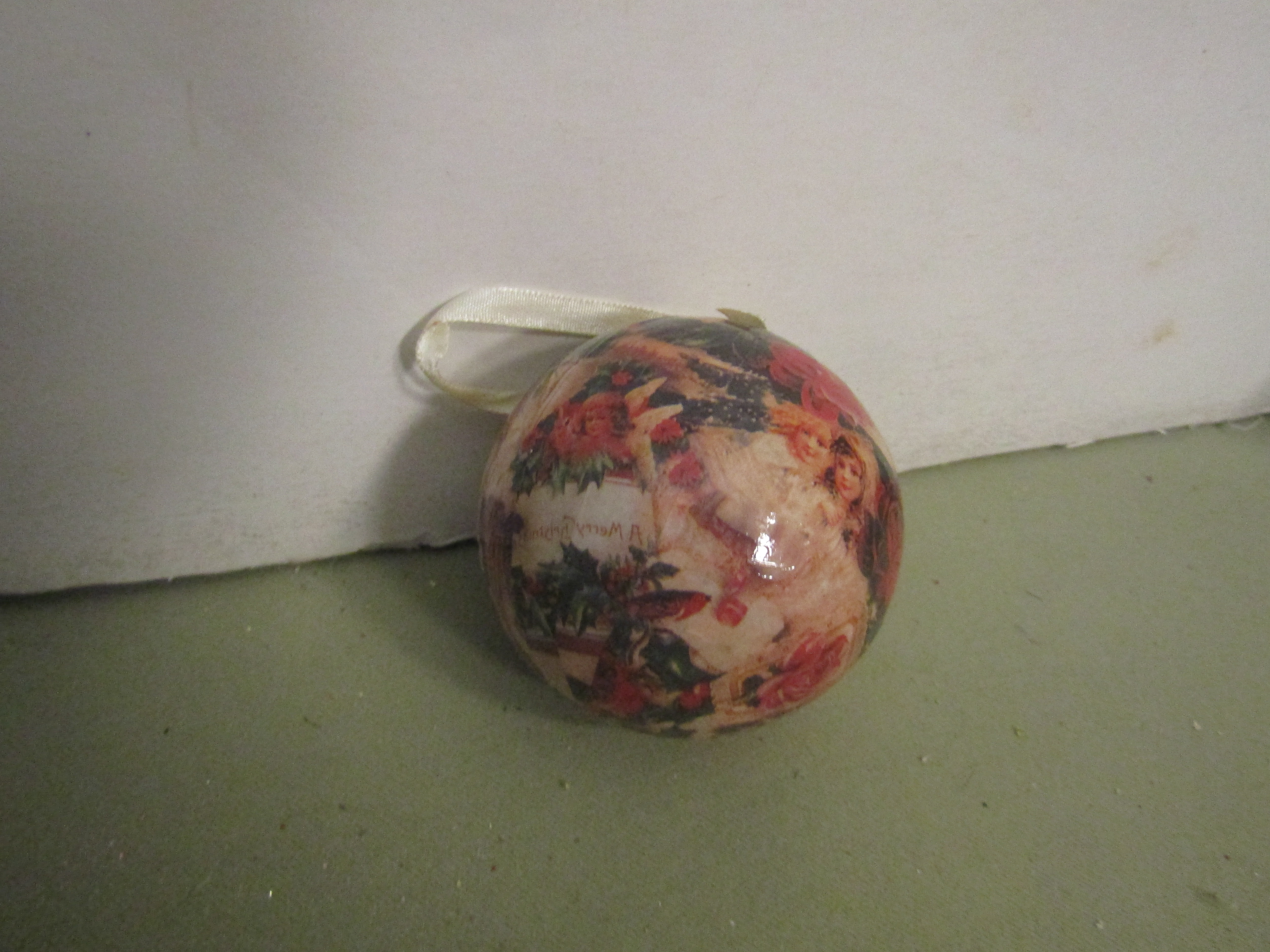 Vintage Decoupage Christmas Tree Ornament