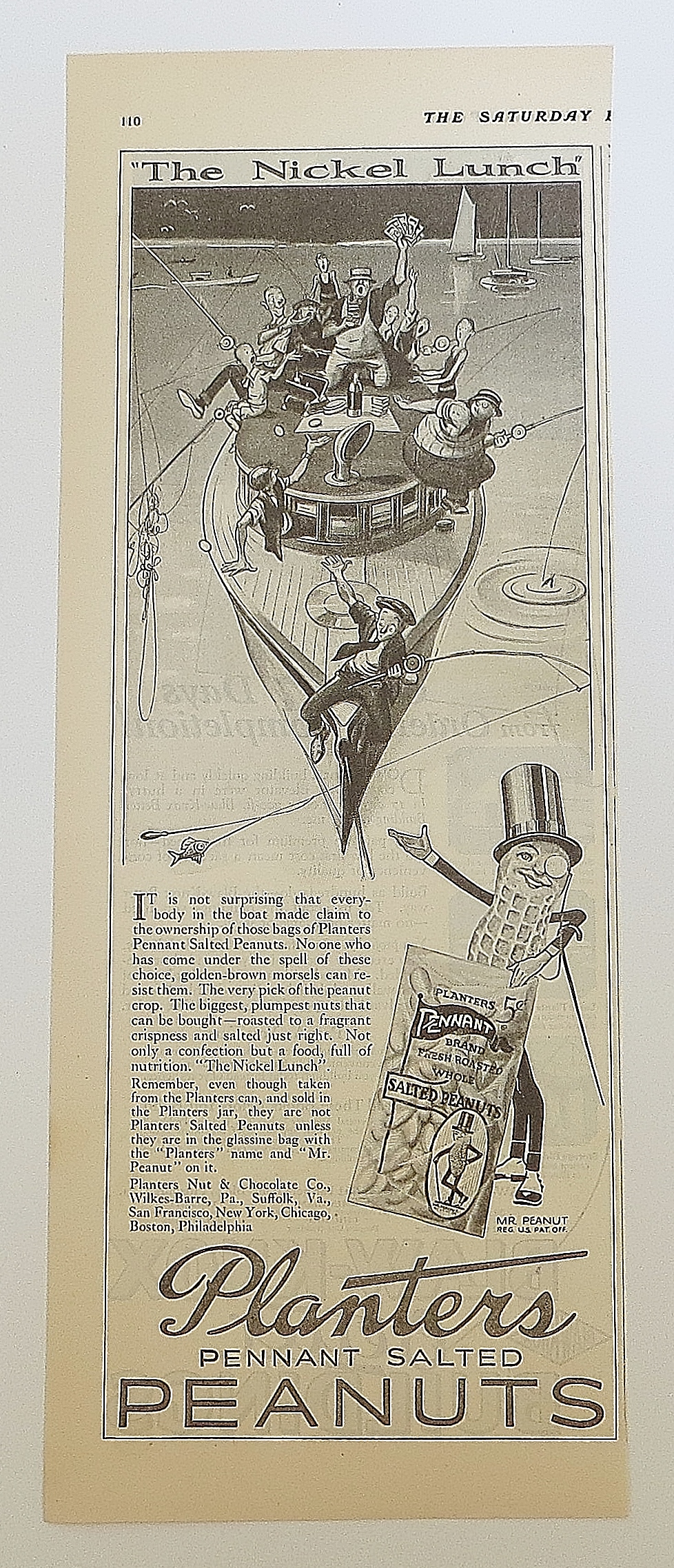 1924 Planters Peanuts With Men Fishing