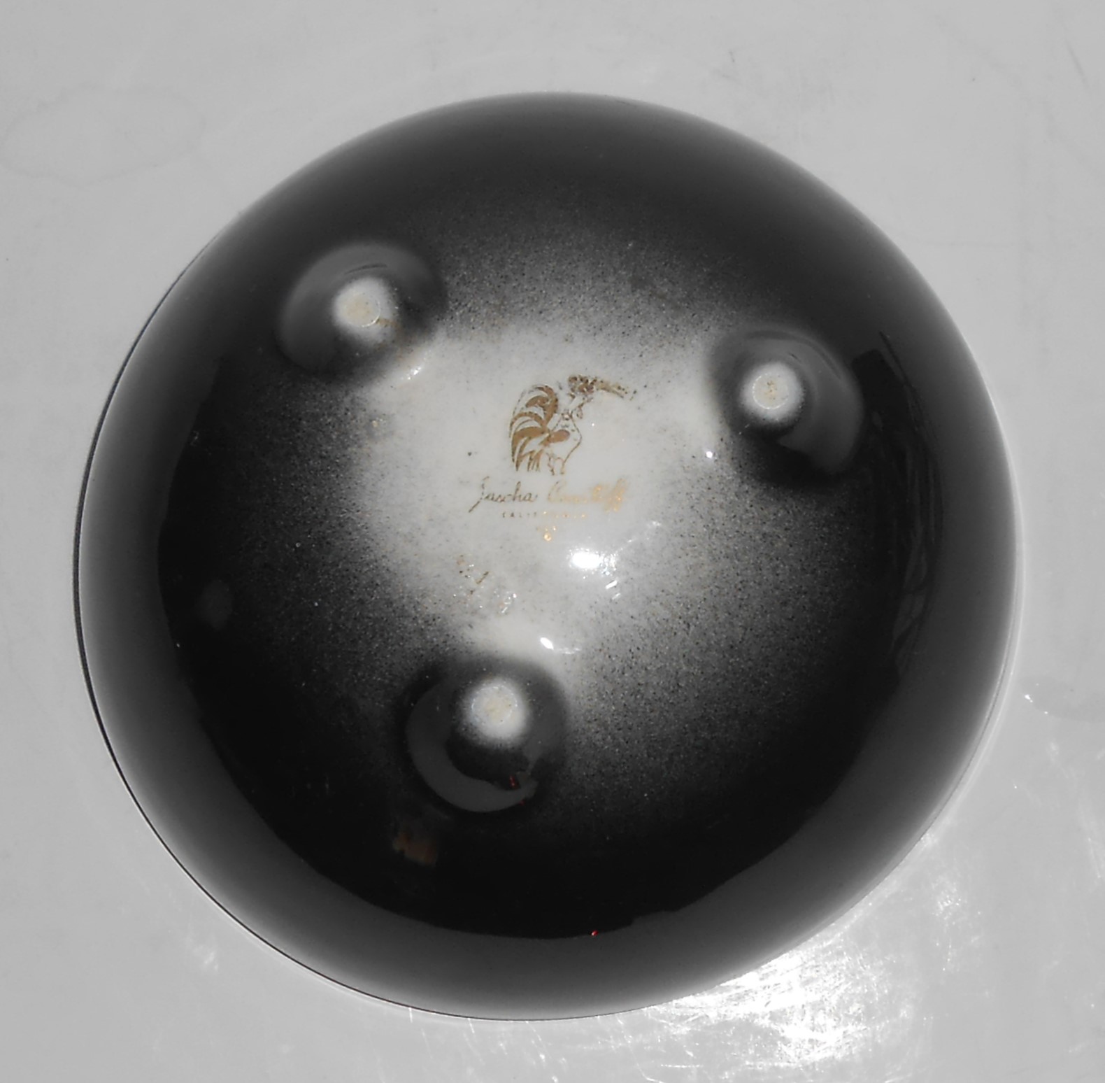 Sascha Brastoff Pottery Black W/Floral Decoration Tri-F