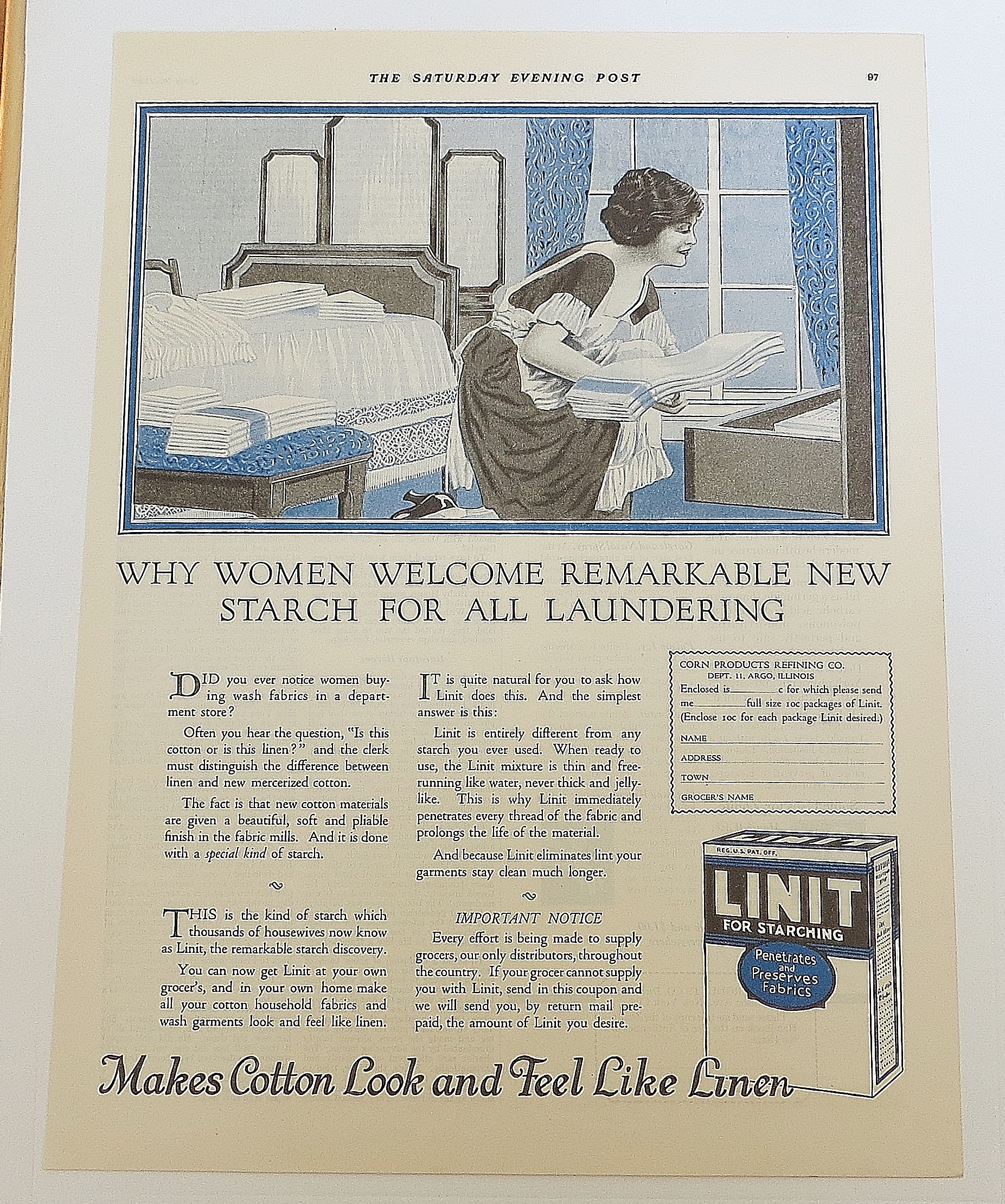1924 Linit With Woman Doing Laundry