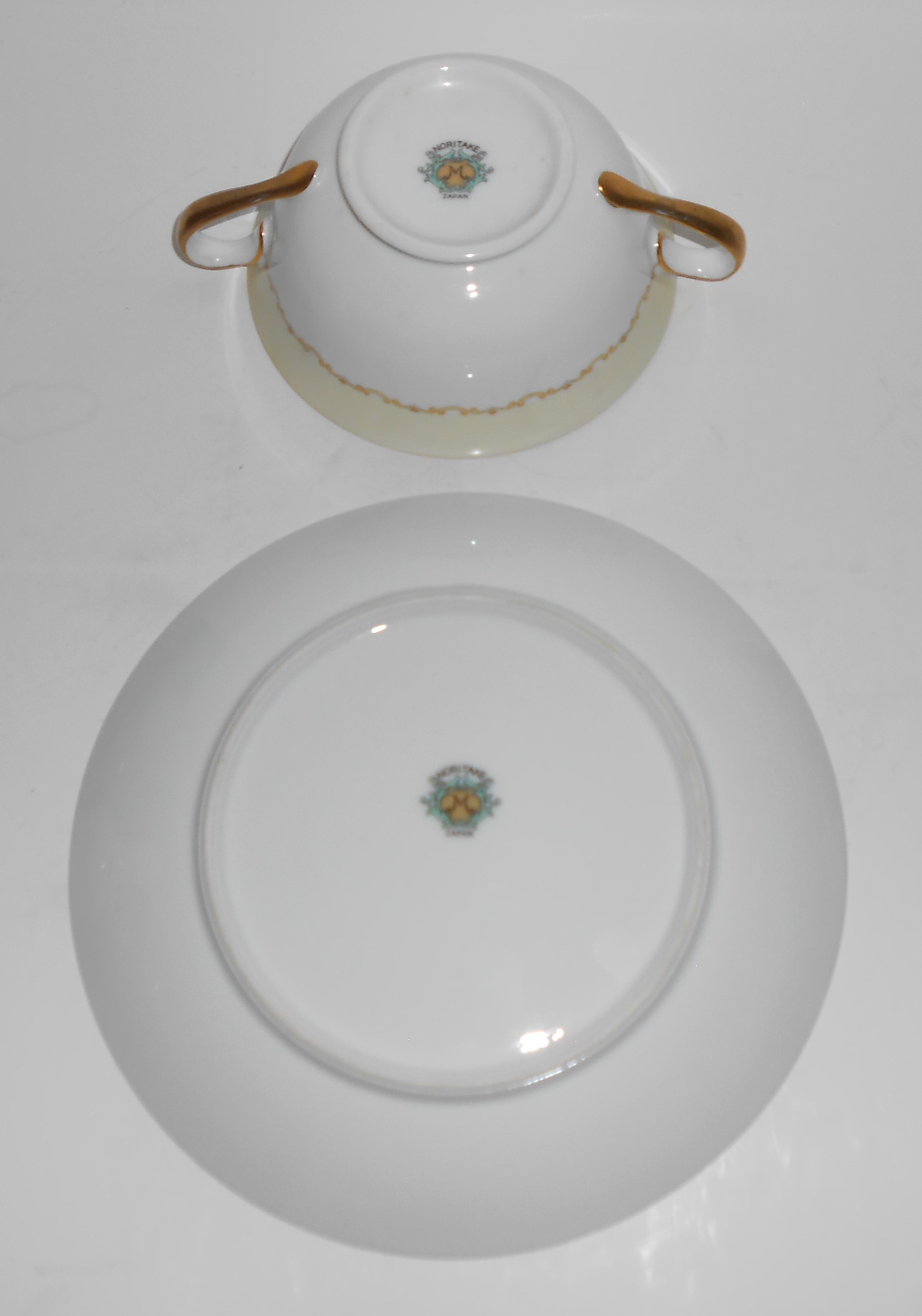 Noritake Porcelain China Floral w/Gold Trim Yellow Body