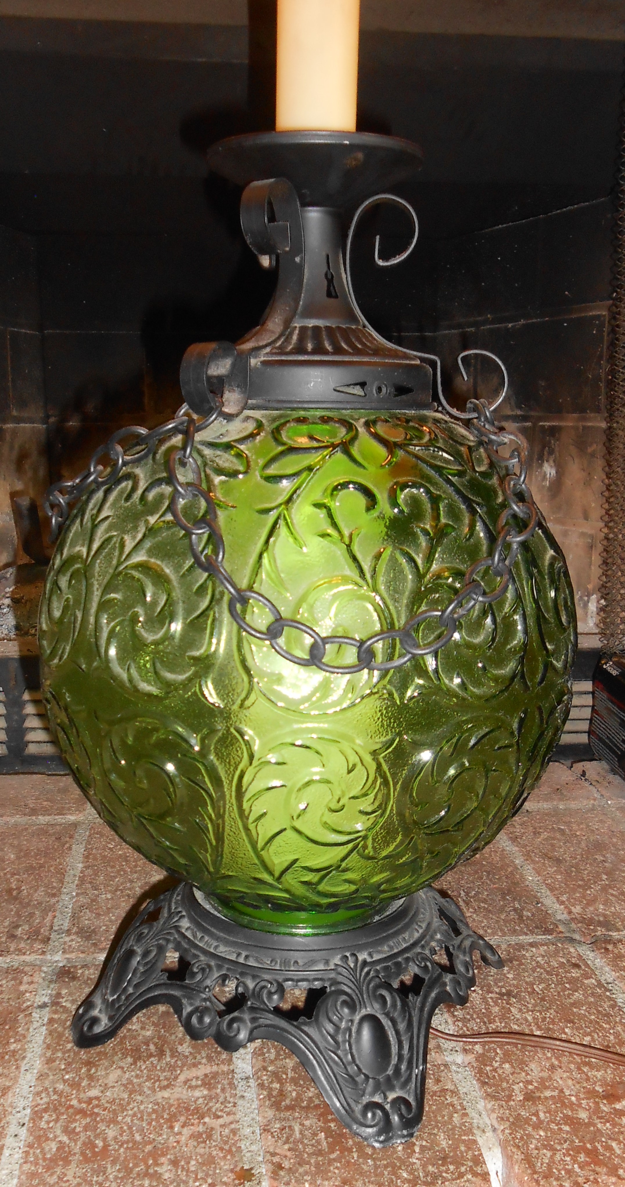 MCM Green Glass Globe & Meta Hollywood Regency EF Indus