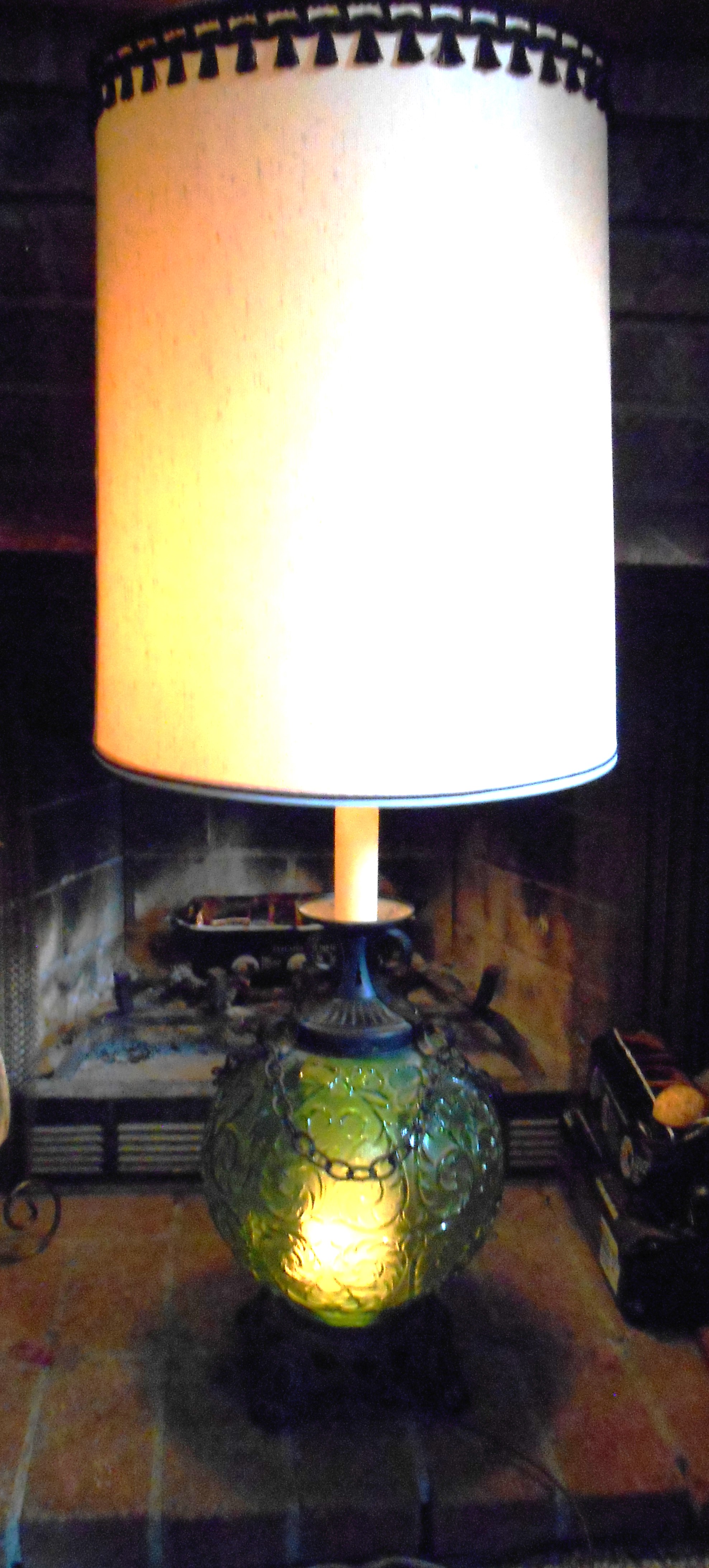 MCM Green Glass Globe & Meta Hollywood Regency EF Indus