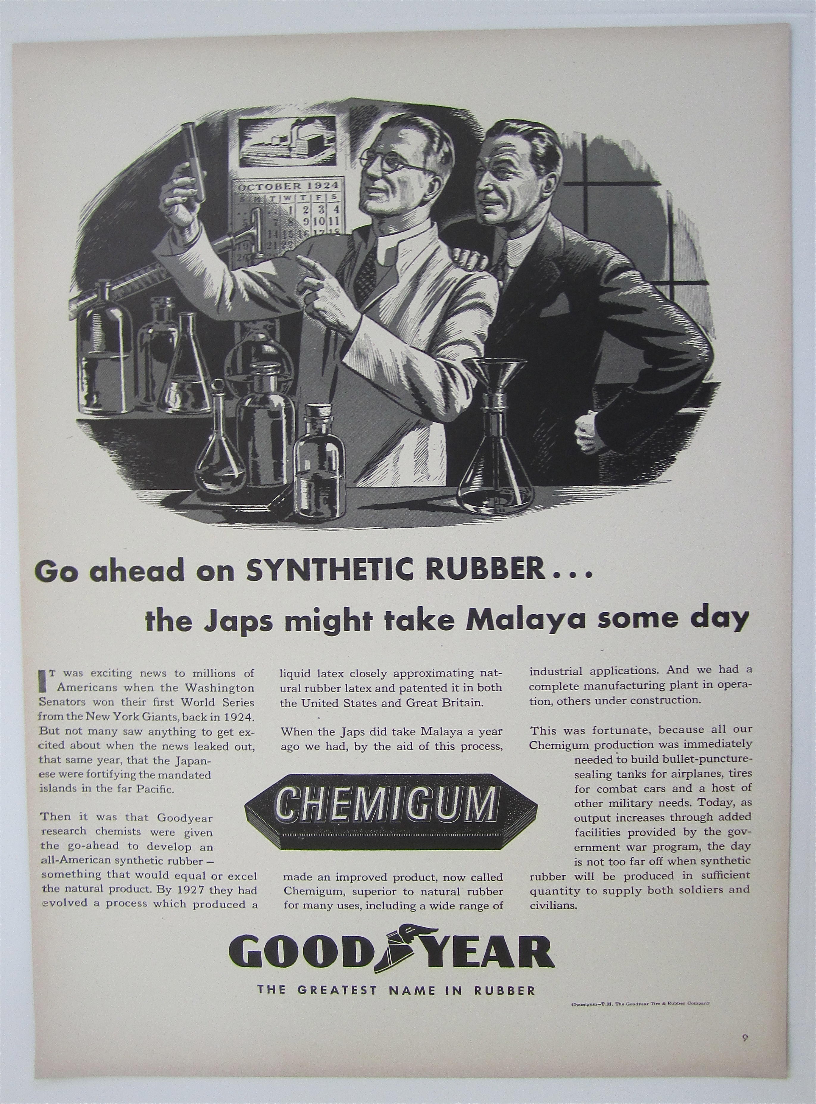 1943 Goodyear Chemigum Rubber with Two Men