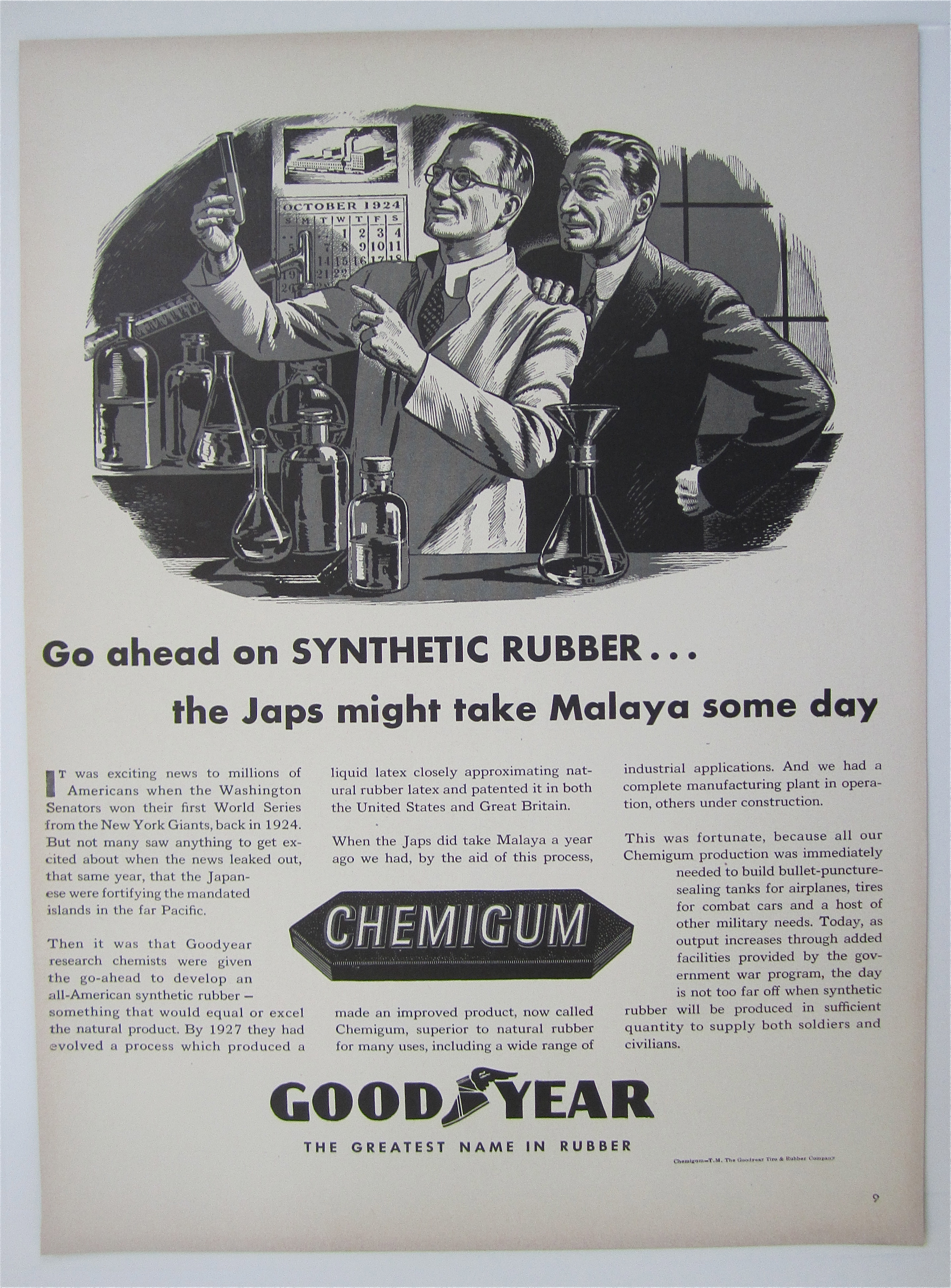 1943 Goodyear Chemigum Rubber with Two Men