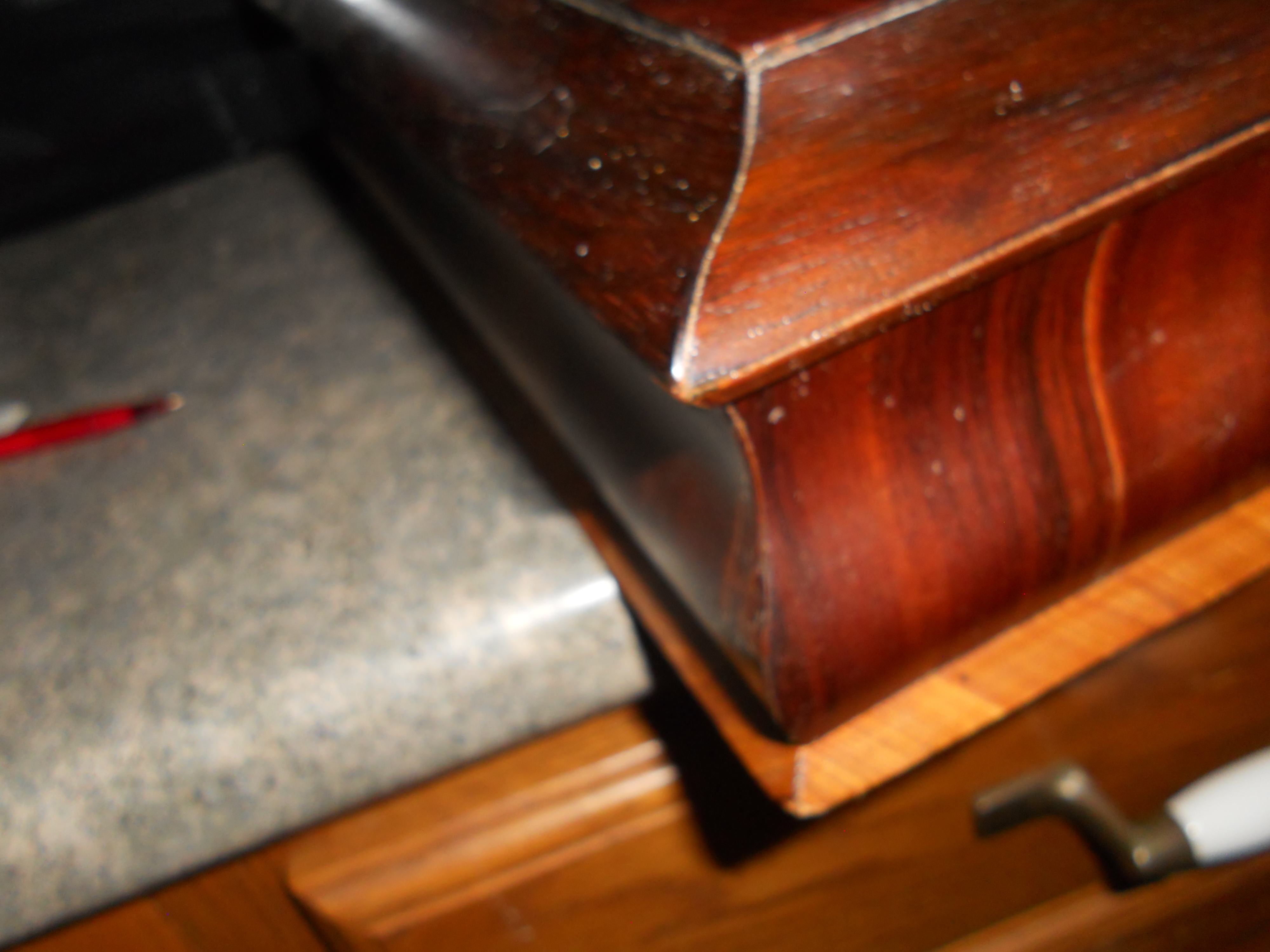 Early Veneer Wooden Box Felt lined