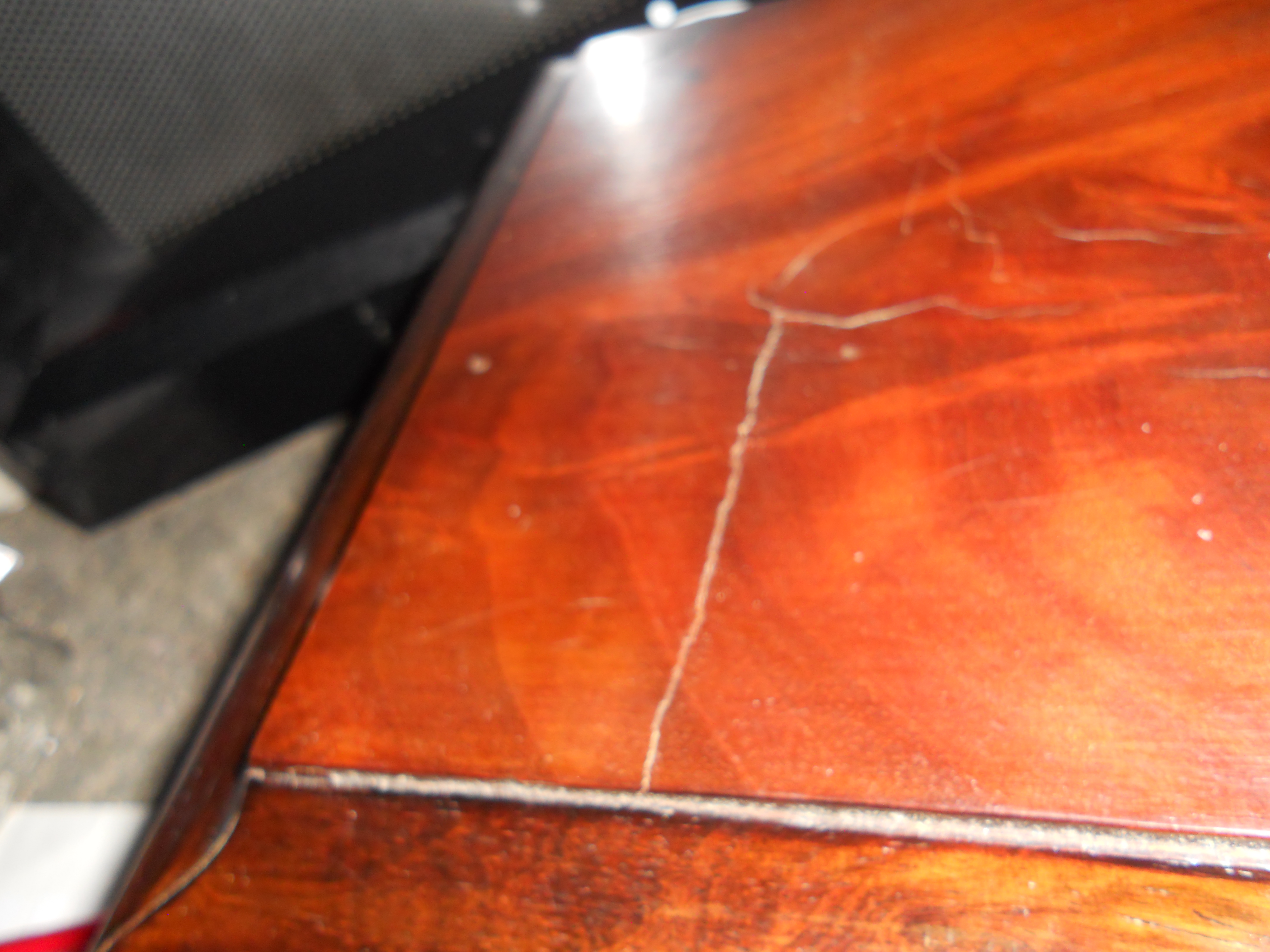 Early Veneer Wooden Box Felt lined