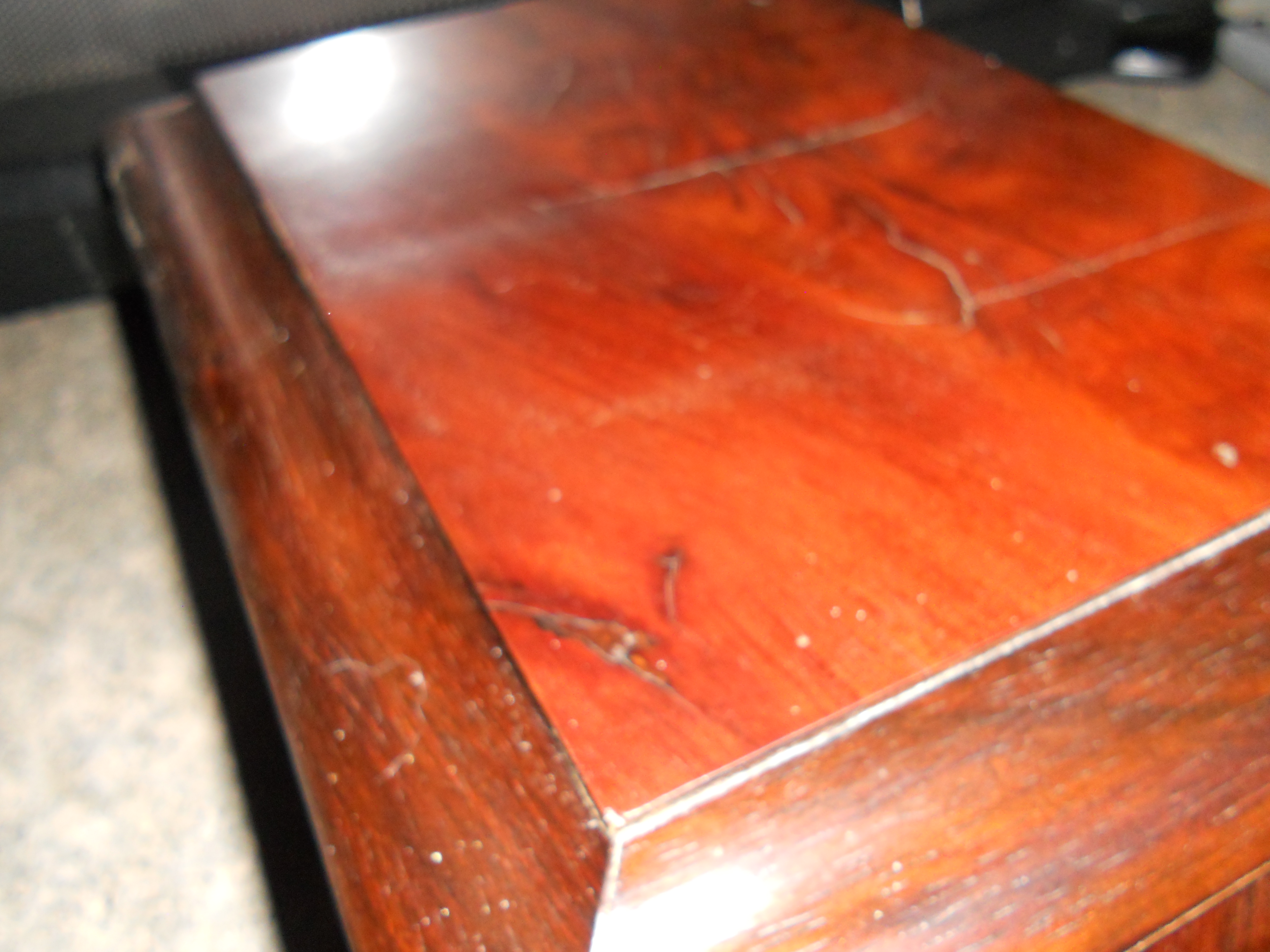 Early Veneer Wooden Box Felt lined