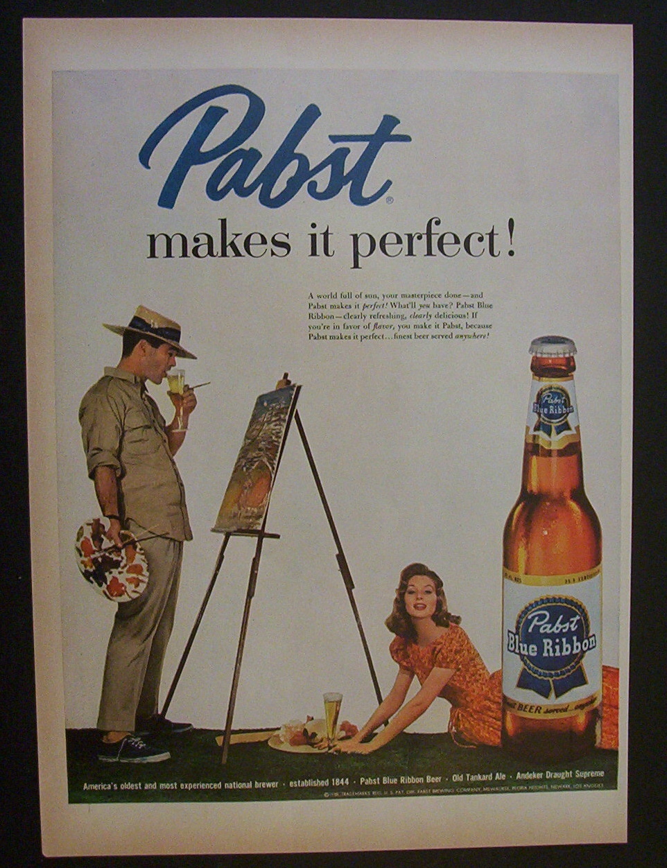 1958 Pabst Blue Ribbon Beer with Man Taking A Break