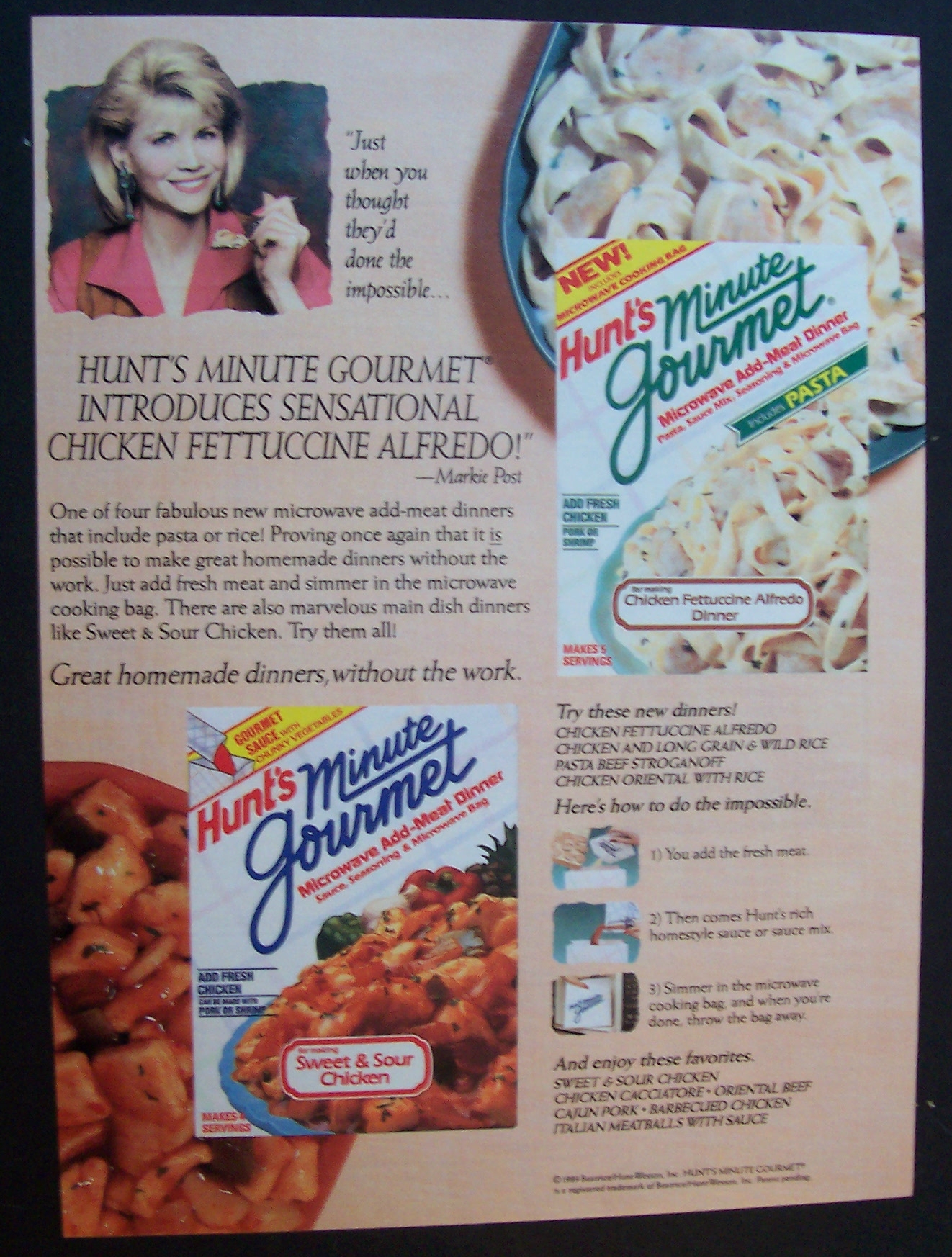 1989  Hunt's Minute Gourmet with Markie Post