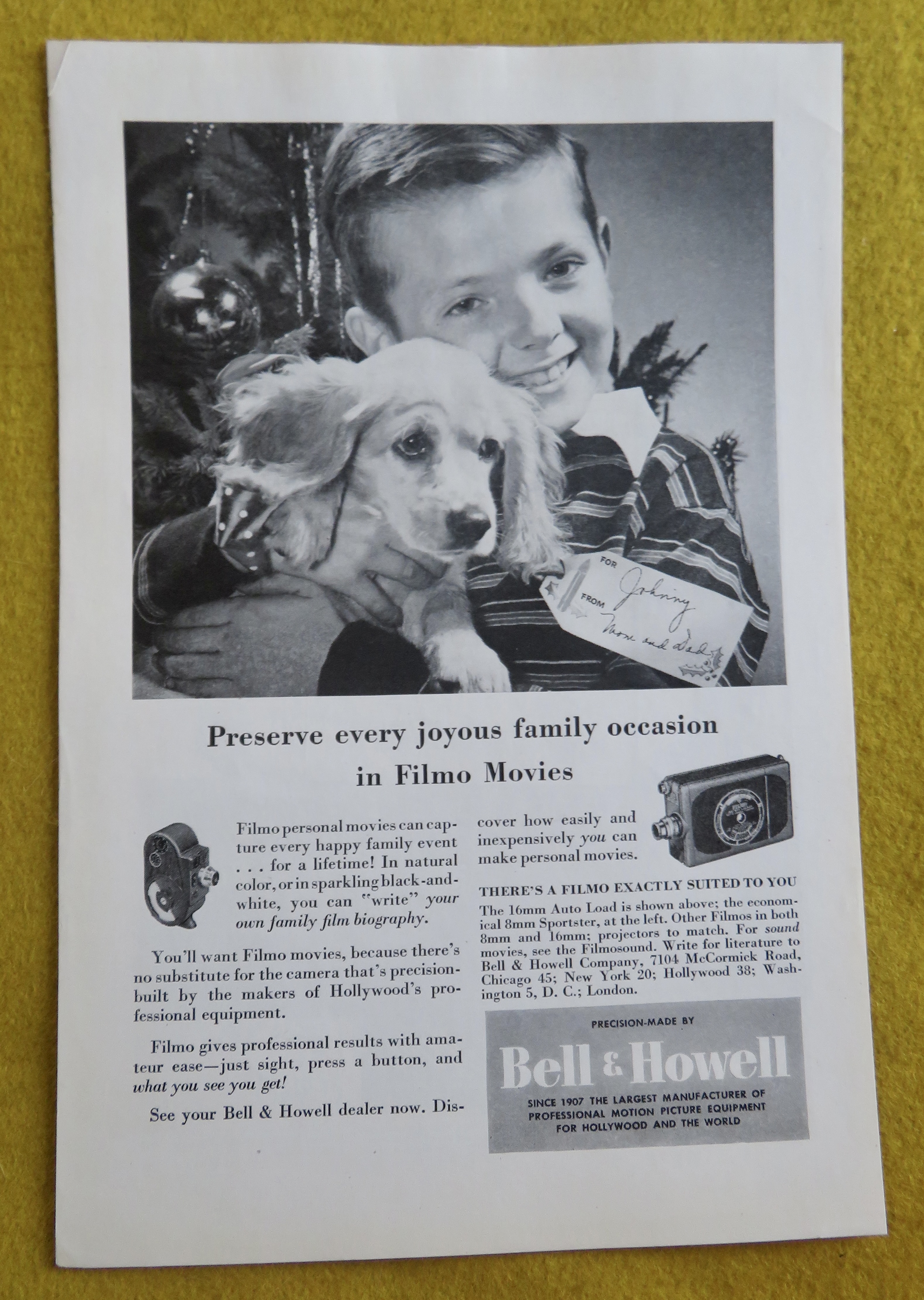 1946 Bell & Howell with a Little Boy & His Puppy Dog