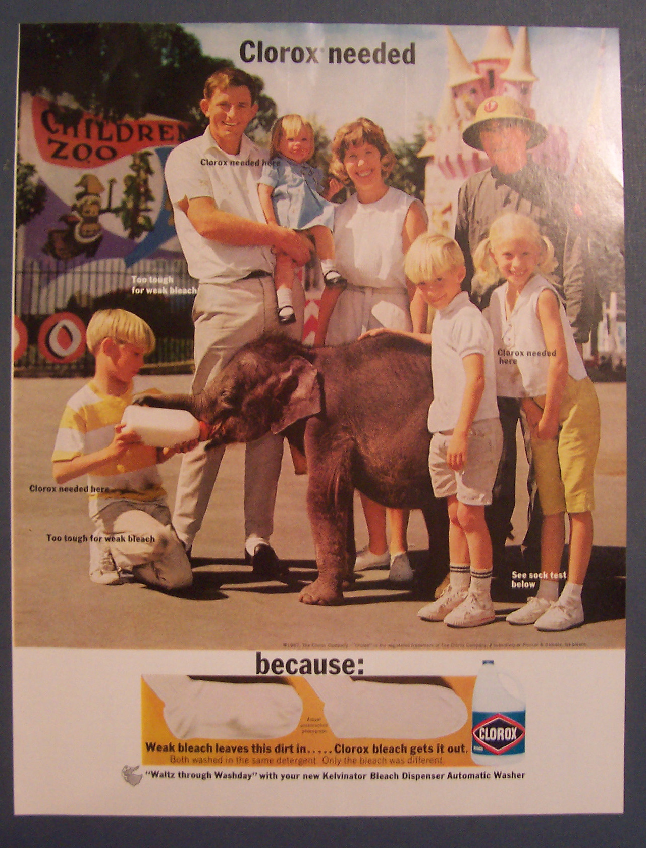 1967 Clorox Bleach with Family in Dirty Clothes