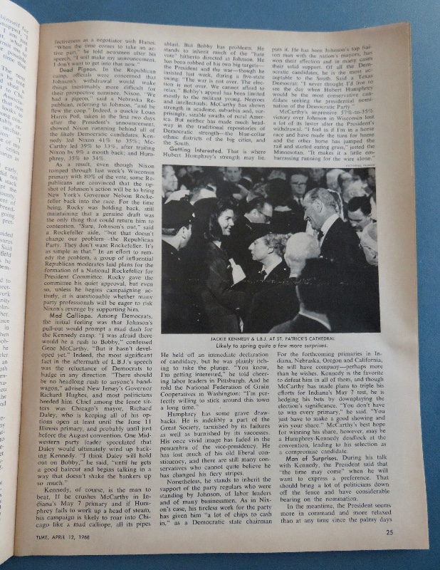 Time Magazine April 12, 1968 President Johnson