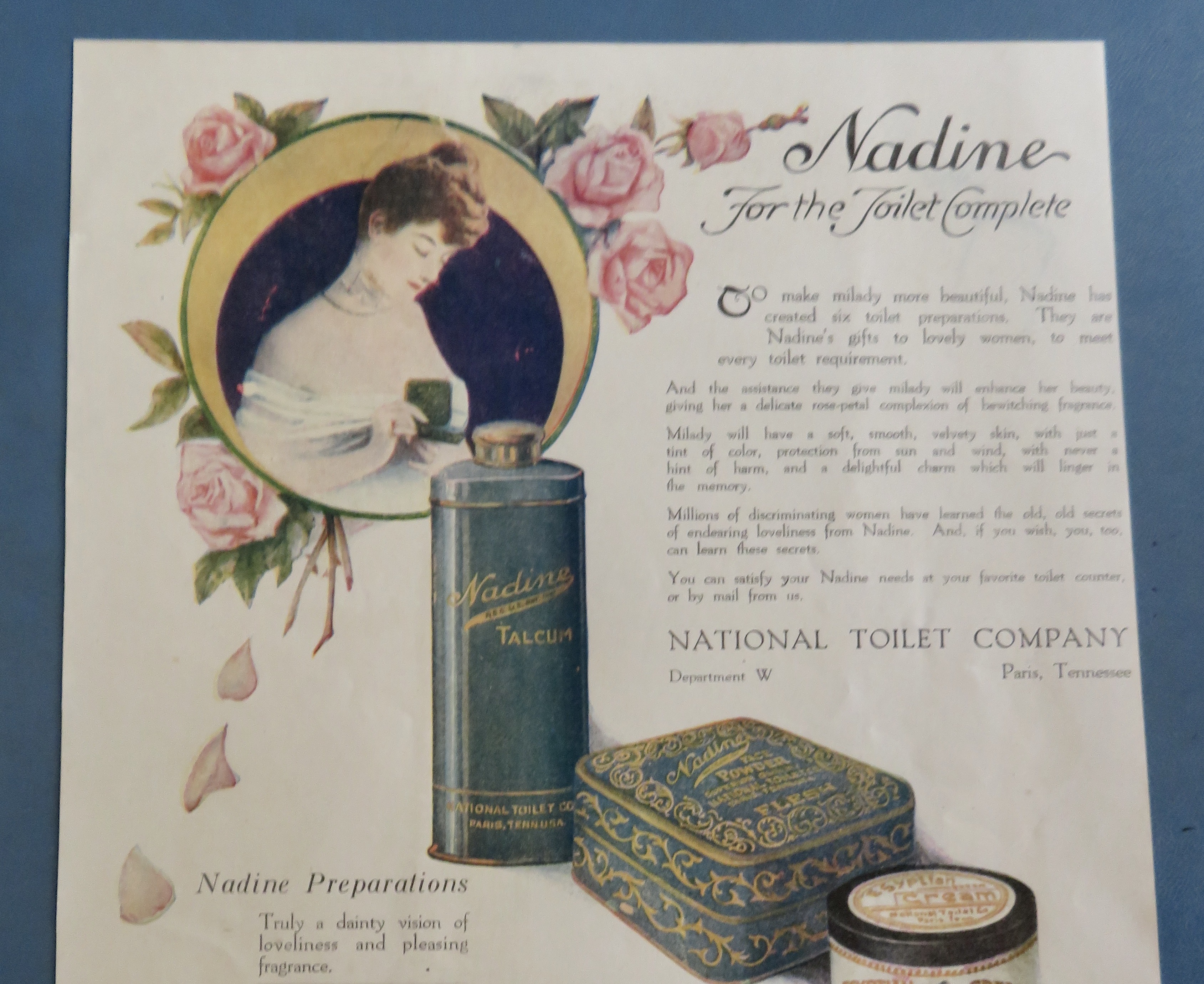 1910's Nadine Toiletries with Talcum, Cream & More