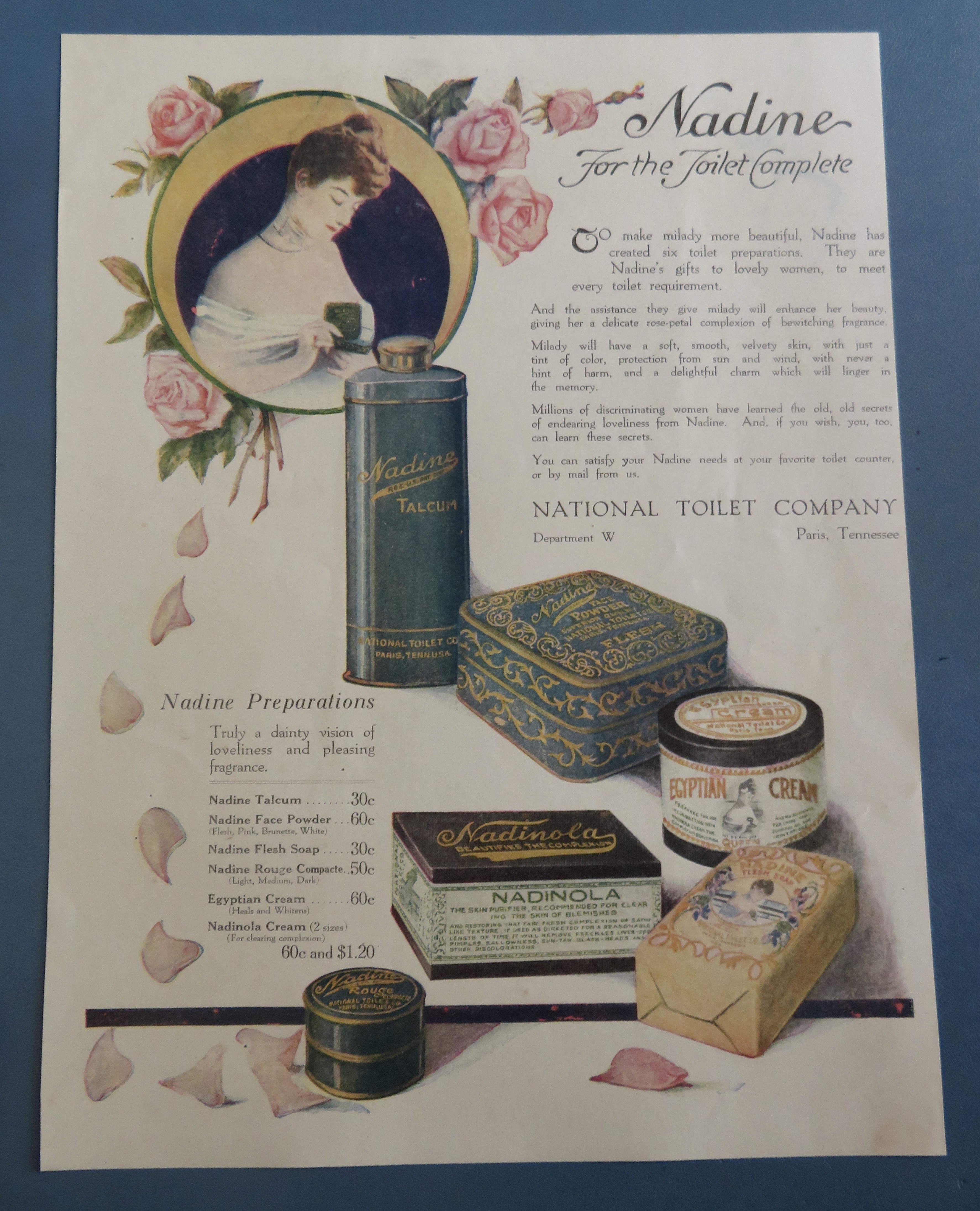 1910's Nadine Toiletries with Talcum, Cream & More