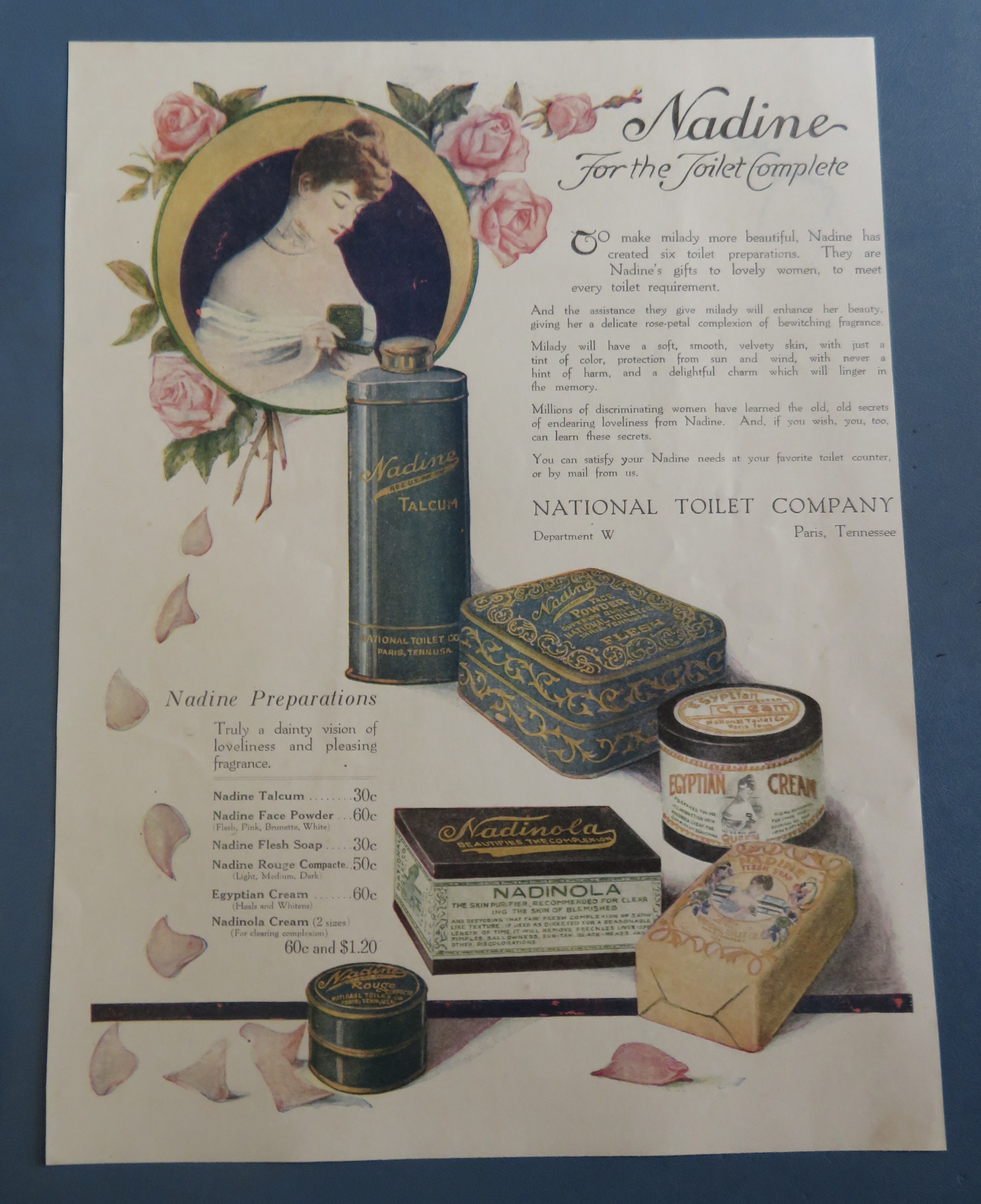 1910's Nadine Toiletries with Talcum, Cream & More