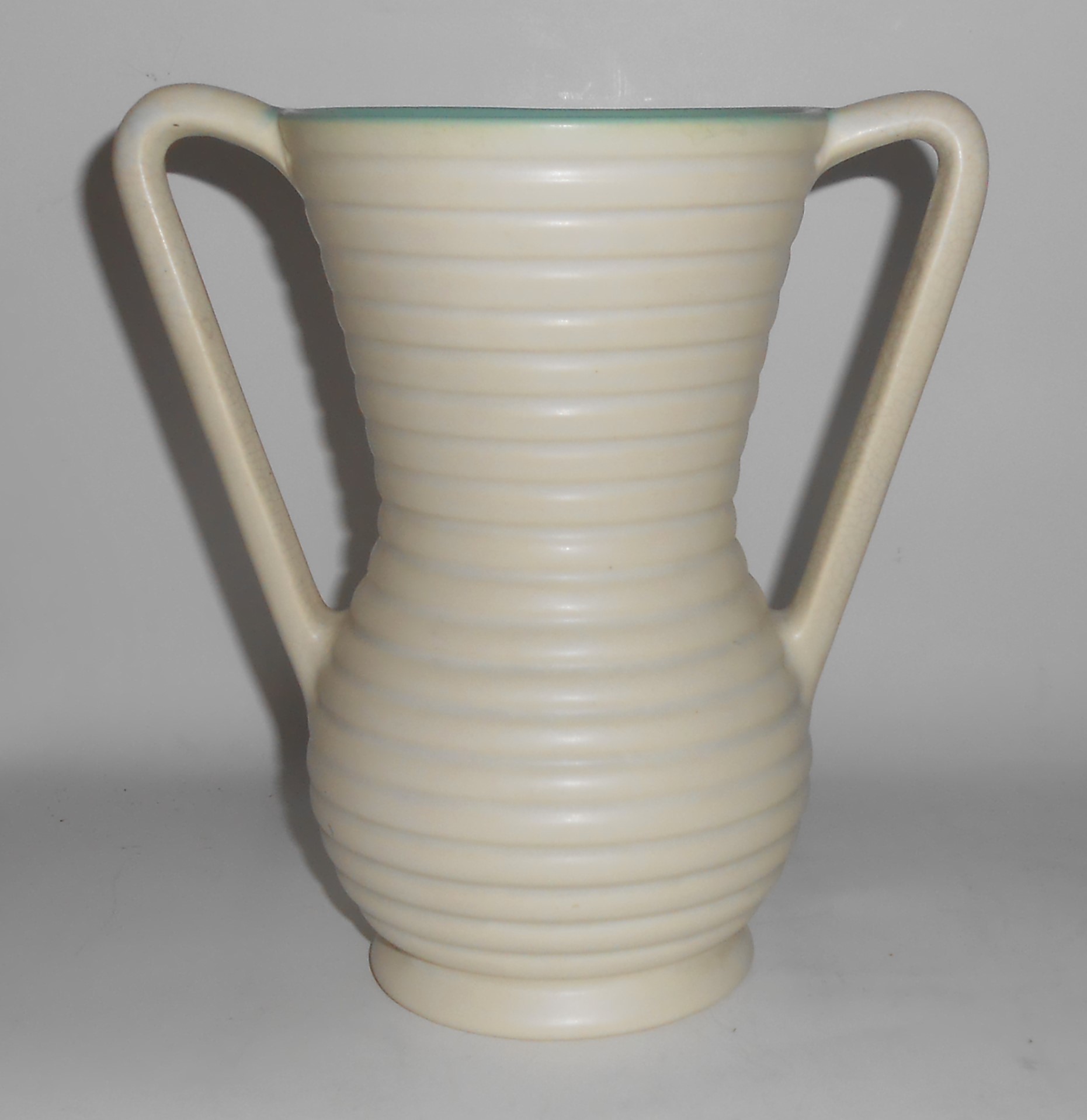 Coors Art Pottery Matte White/Matte Green Seven Falls V