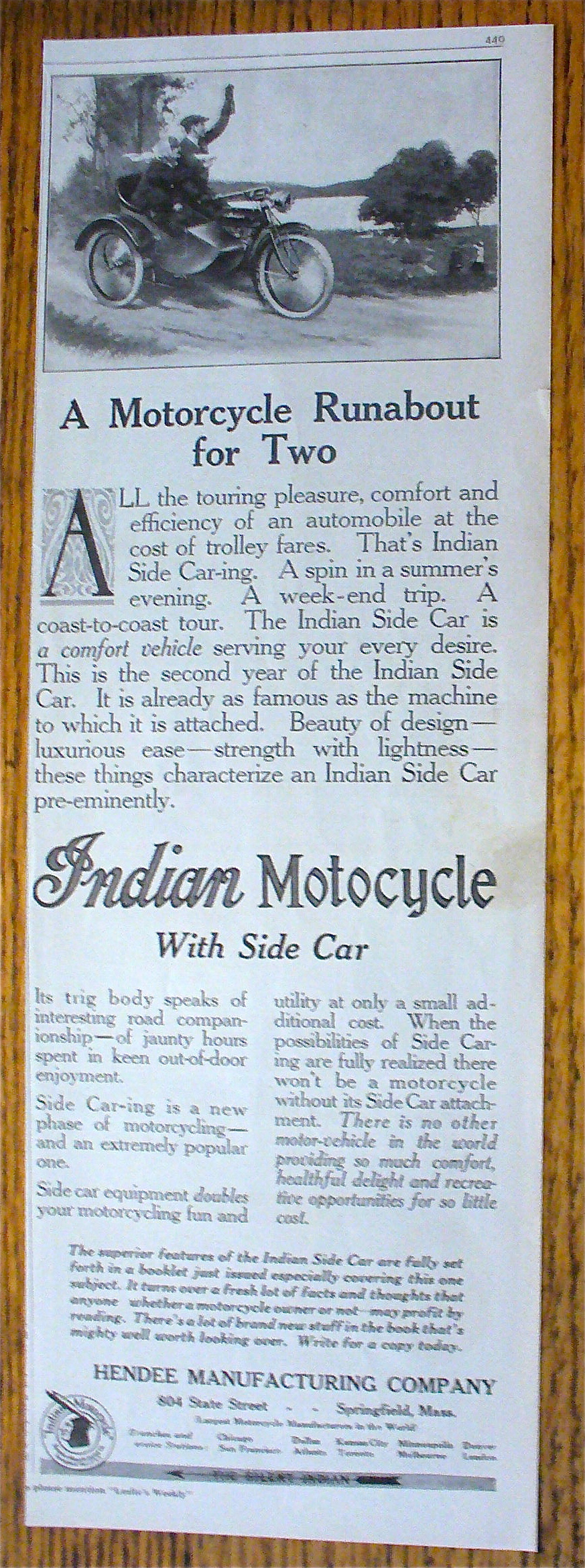 1914 Indian Motorcycle with Motorcycle with Side Car