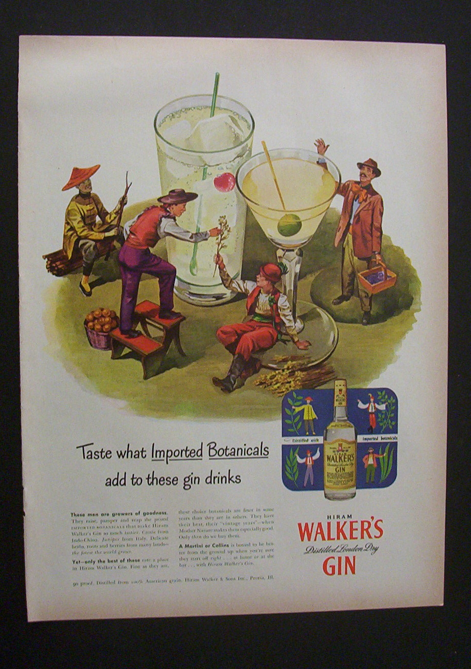 1951 Hiram Walker Gin w/ 4 Men Different Nationalities