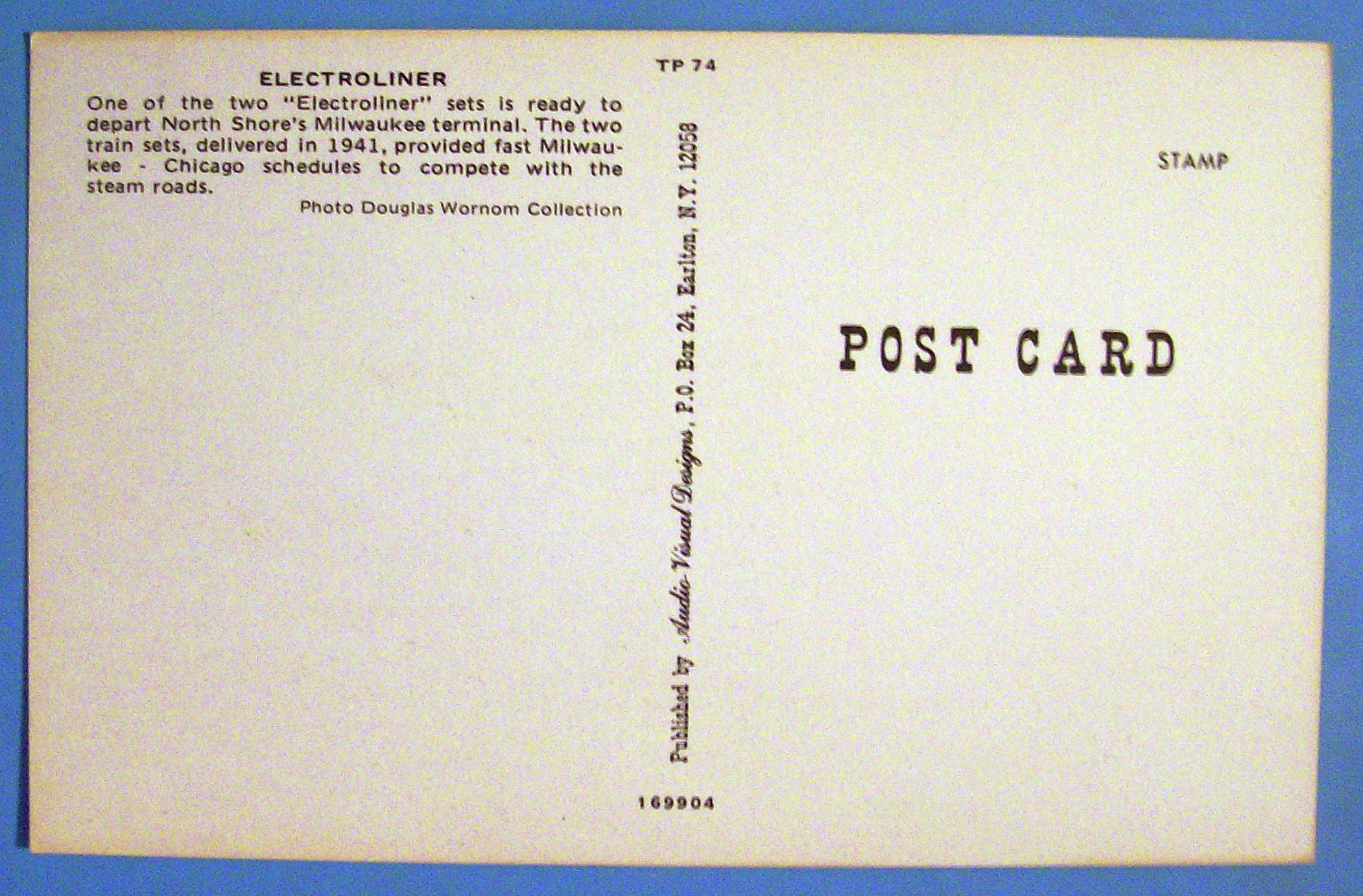Electroliner Train Car Postcard