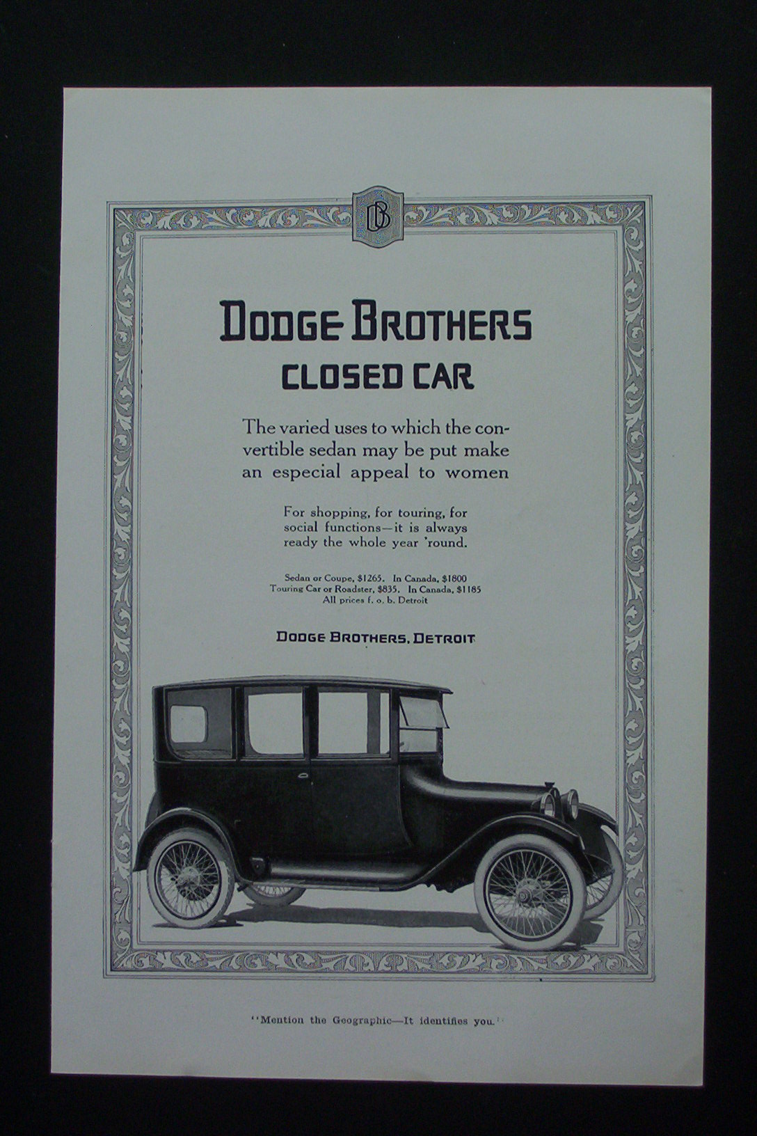 1917 Dodge Brothers Closed Cars with Old Fashioned Car