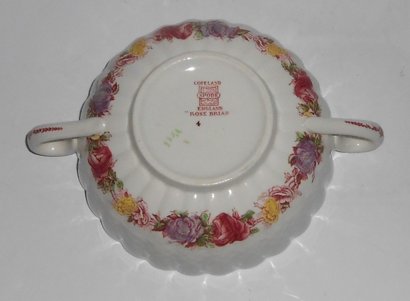 Spode China Rose Briar Flat Cream Soup Bowl - Old Red Mark