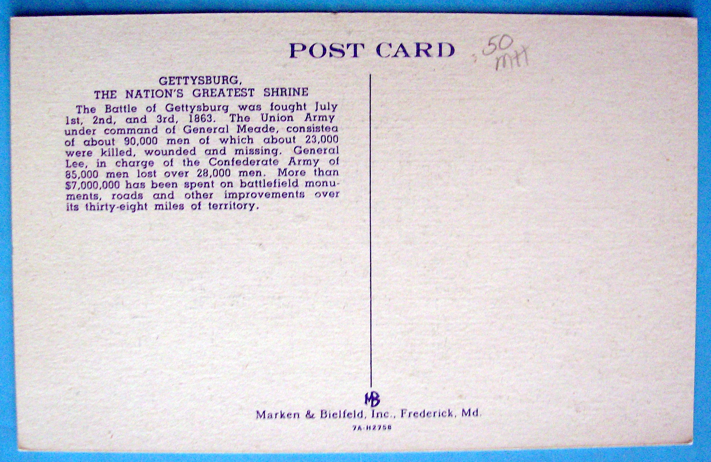 Gettysburg (Nation's Greatest Shrine) Postcard