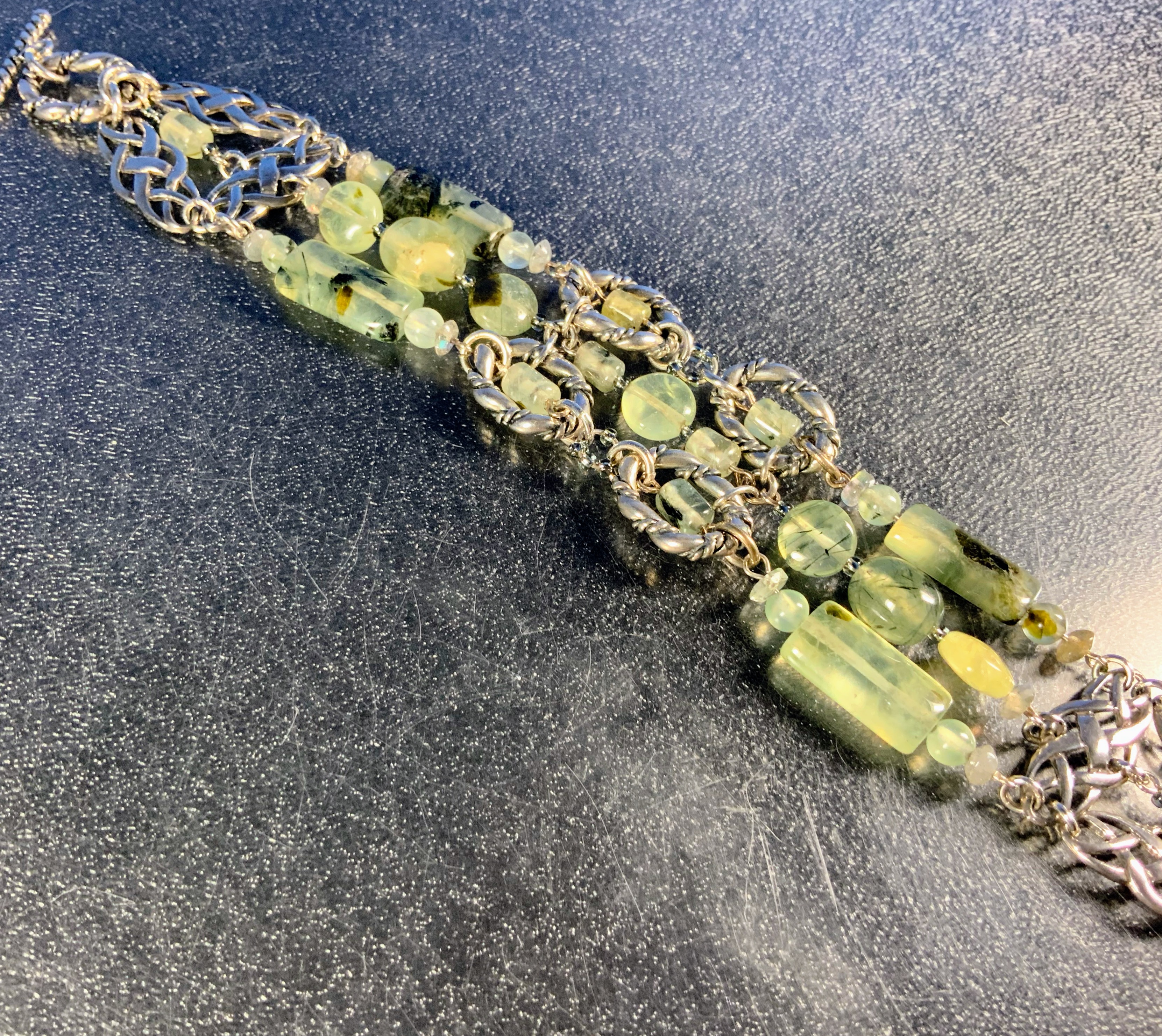 Prehnite Sterling Silver Toggle Bracelet