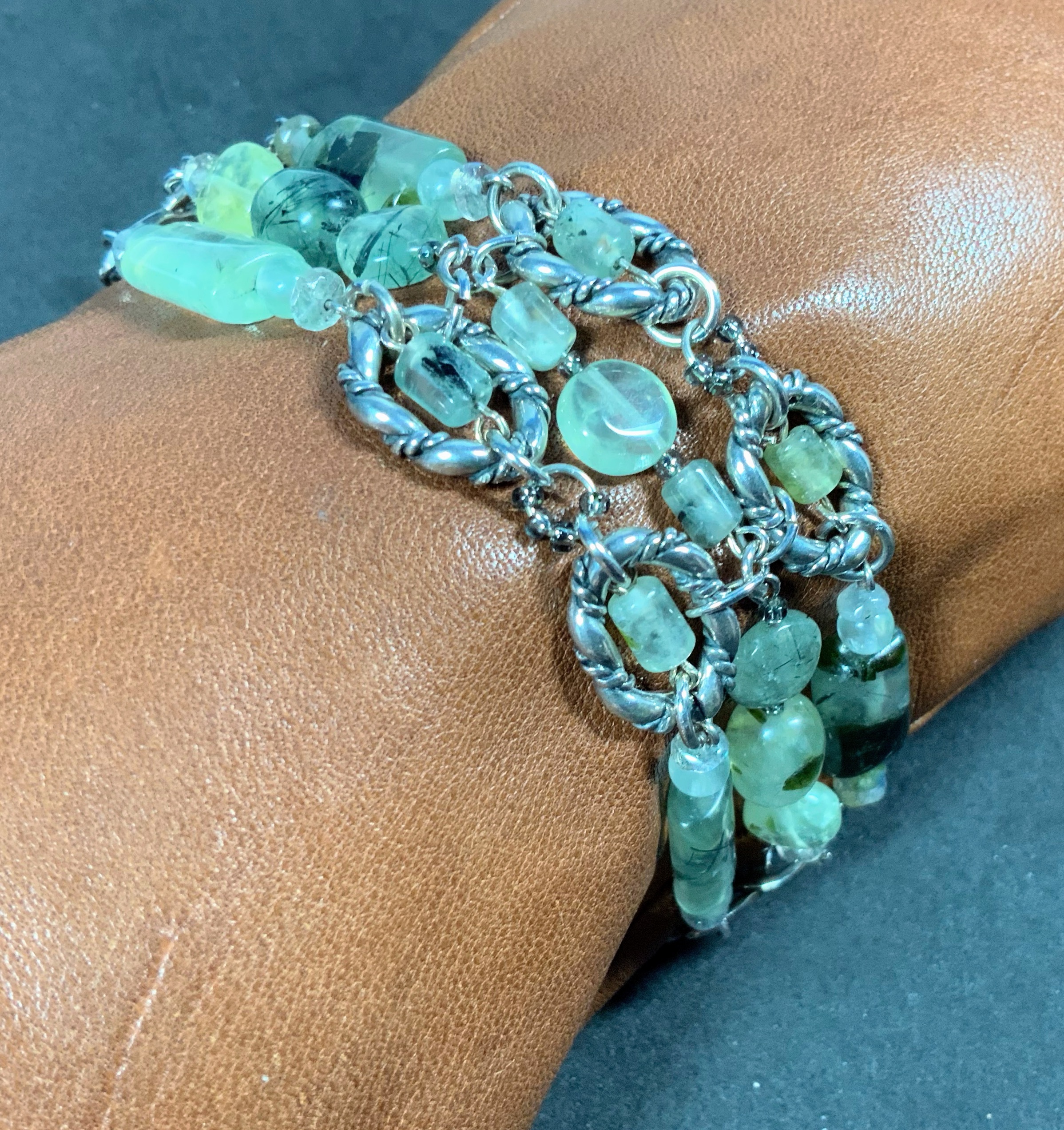 Prehnite Sterling Silver Toggle Bracelet