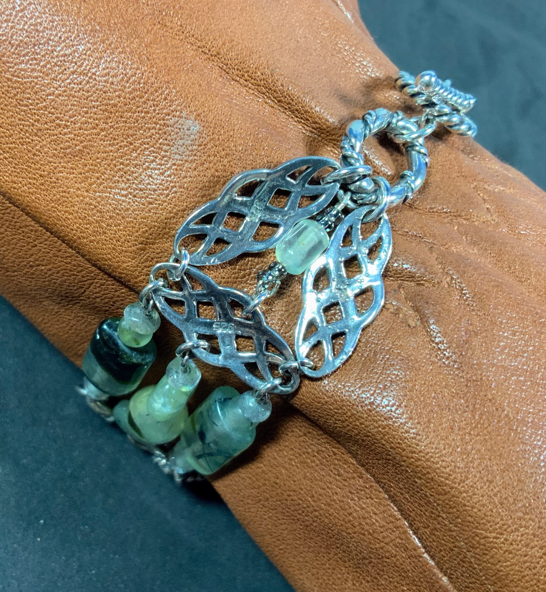 Prehnite Sterling Silver Toggle Bracelet