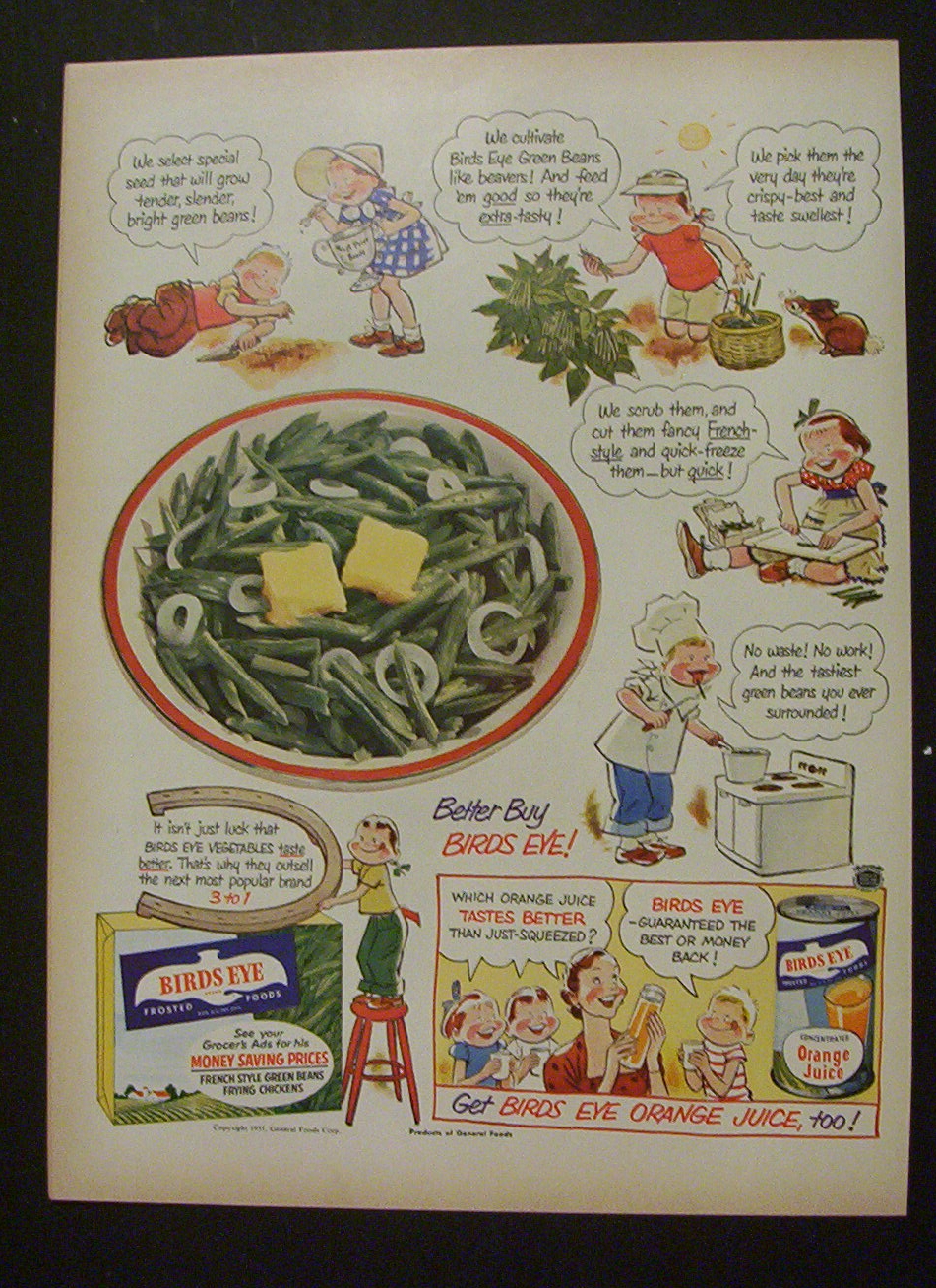 1951 Birds Eye Orange Juice & Frozen Foods