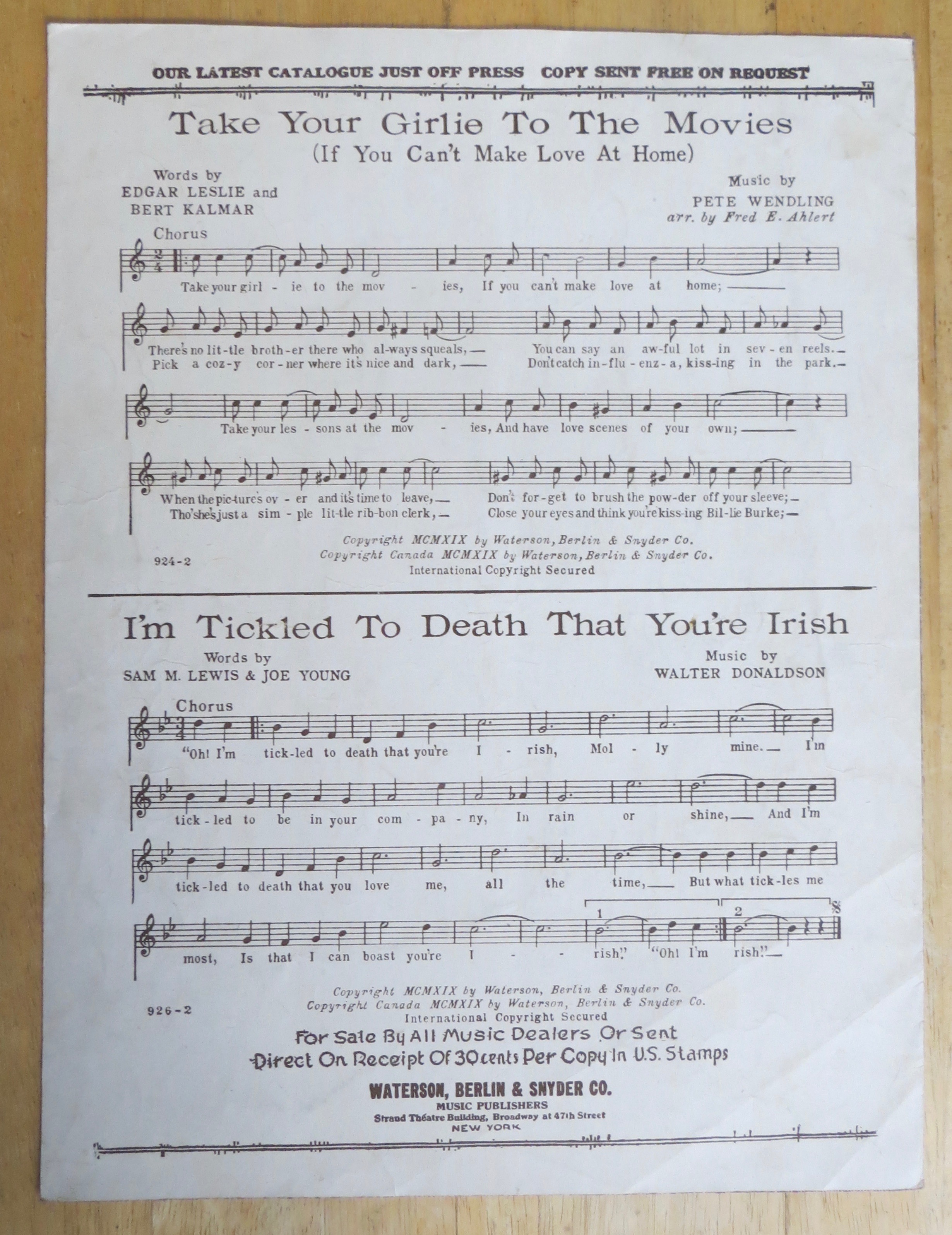1918 Mickey Sheet Music By Harry Williams & Neil Moret