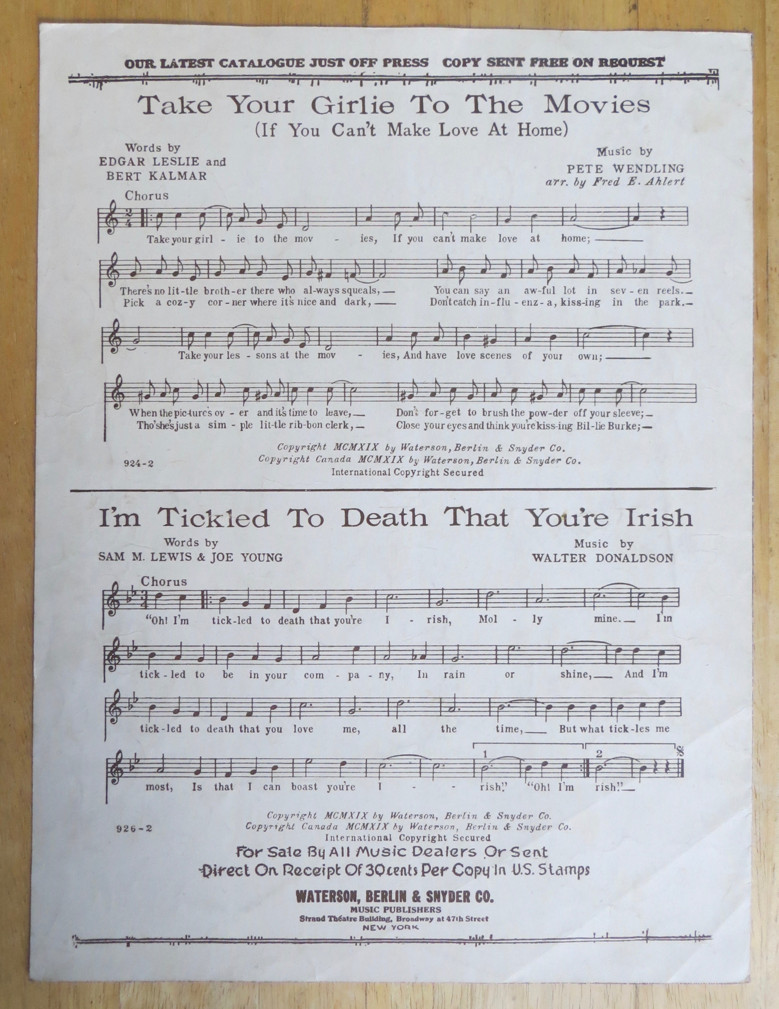1918 Mickey Sheet Music By Harry Williams & Neil Moret