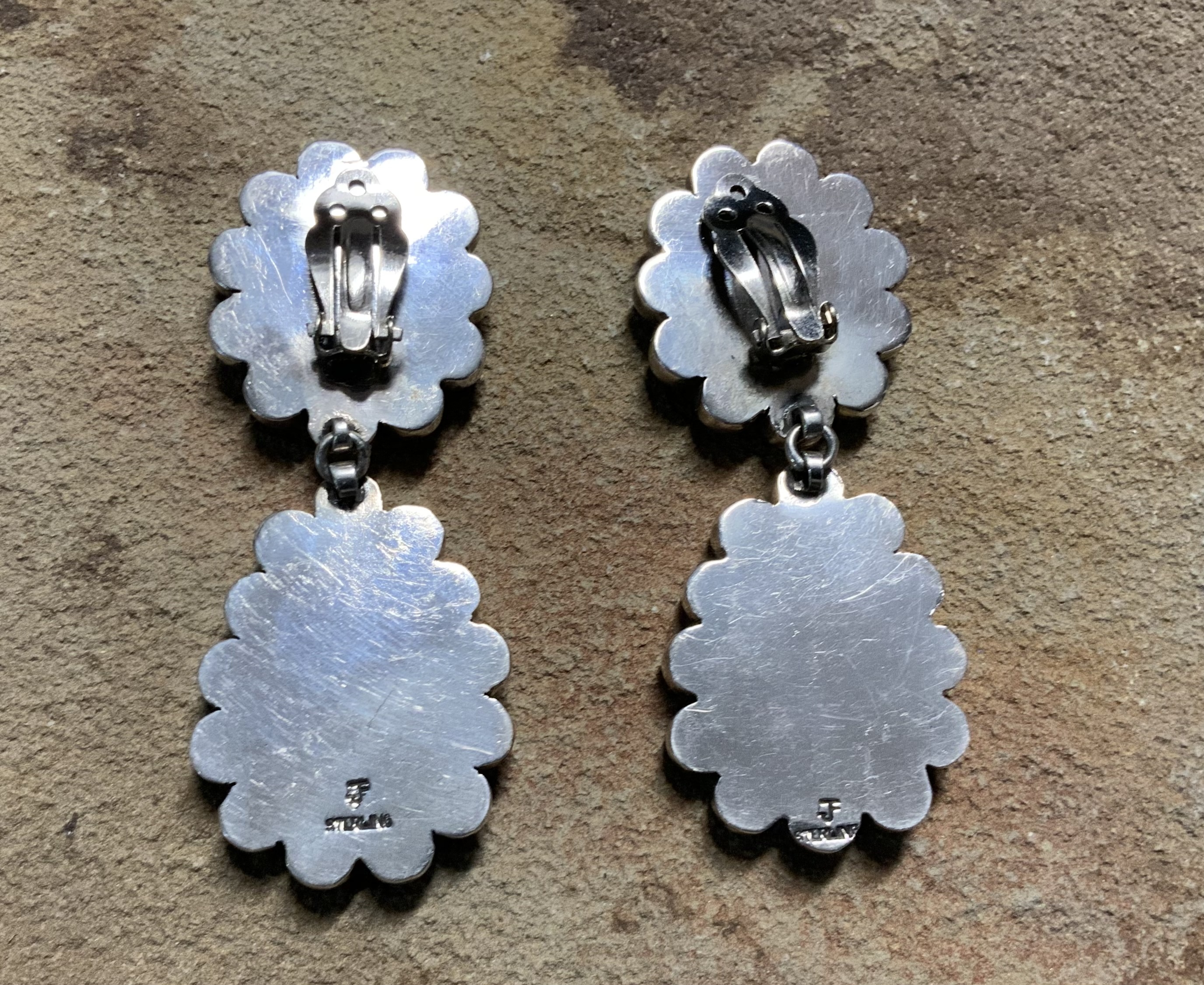 Federico Jimenez Sterling Silver Spiderweb Turquoise Ea