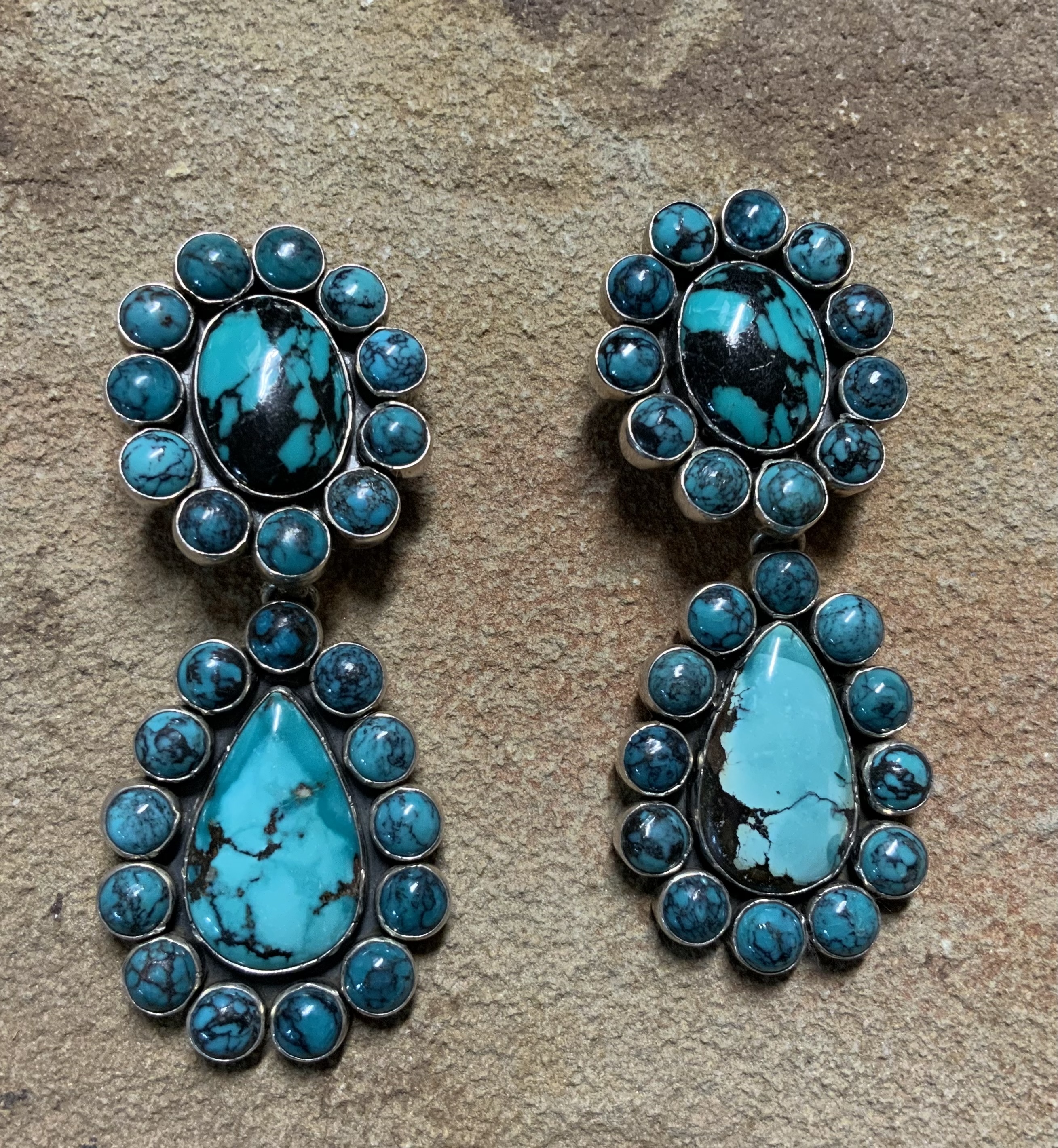Federico Jimenez Sterling Silver Spiderweb Turquoise Ea