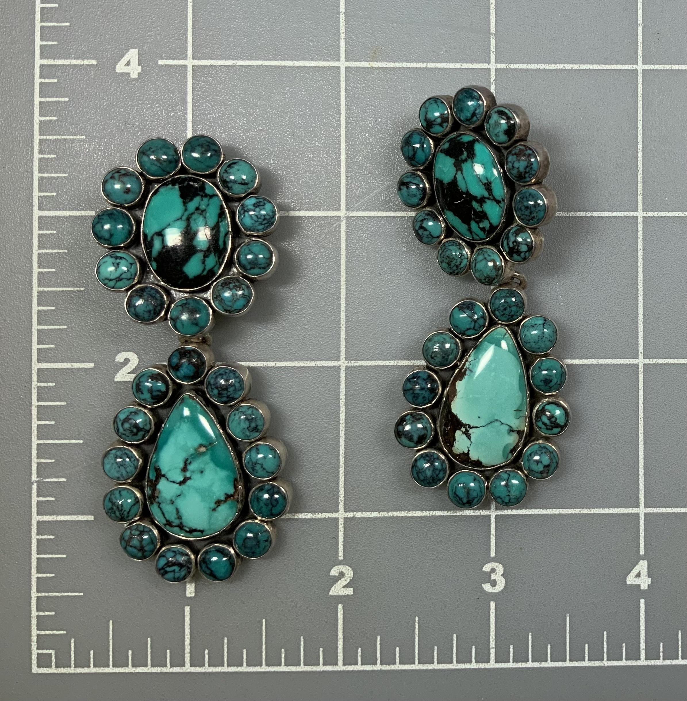 Federico Jimenez Sterling Silver Spiderweb Turquoise Ea