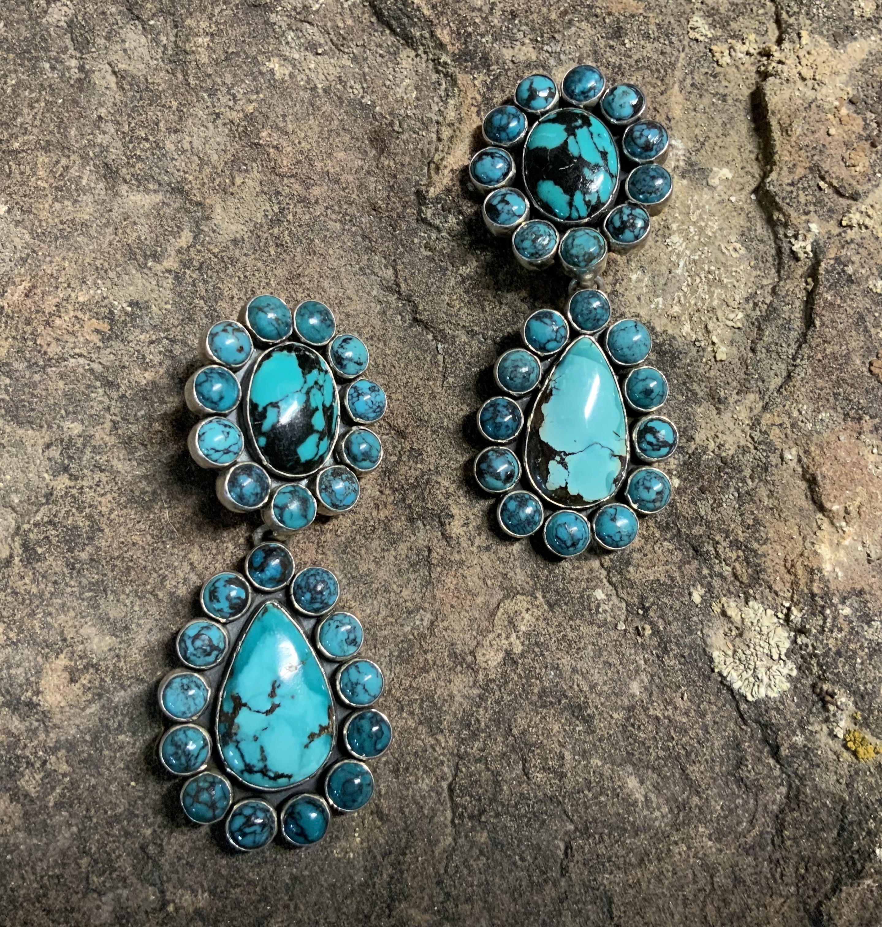 Federico Jimenez Sterling Silver Spiderweb Turquoise Ea