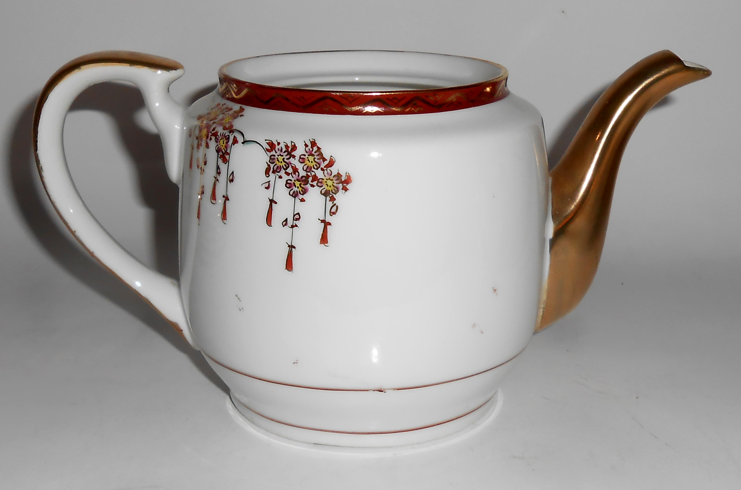 CPO Porcelain China Hand Decorated Floral & Gold W/Bird