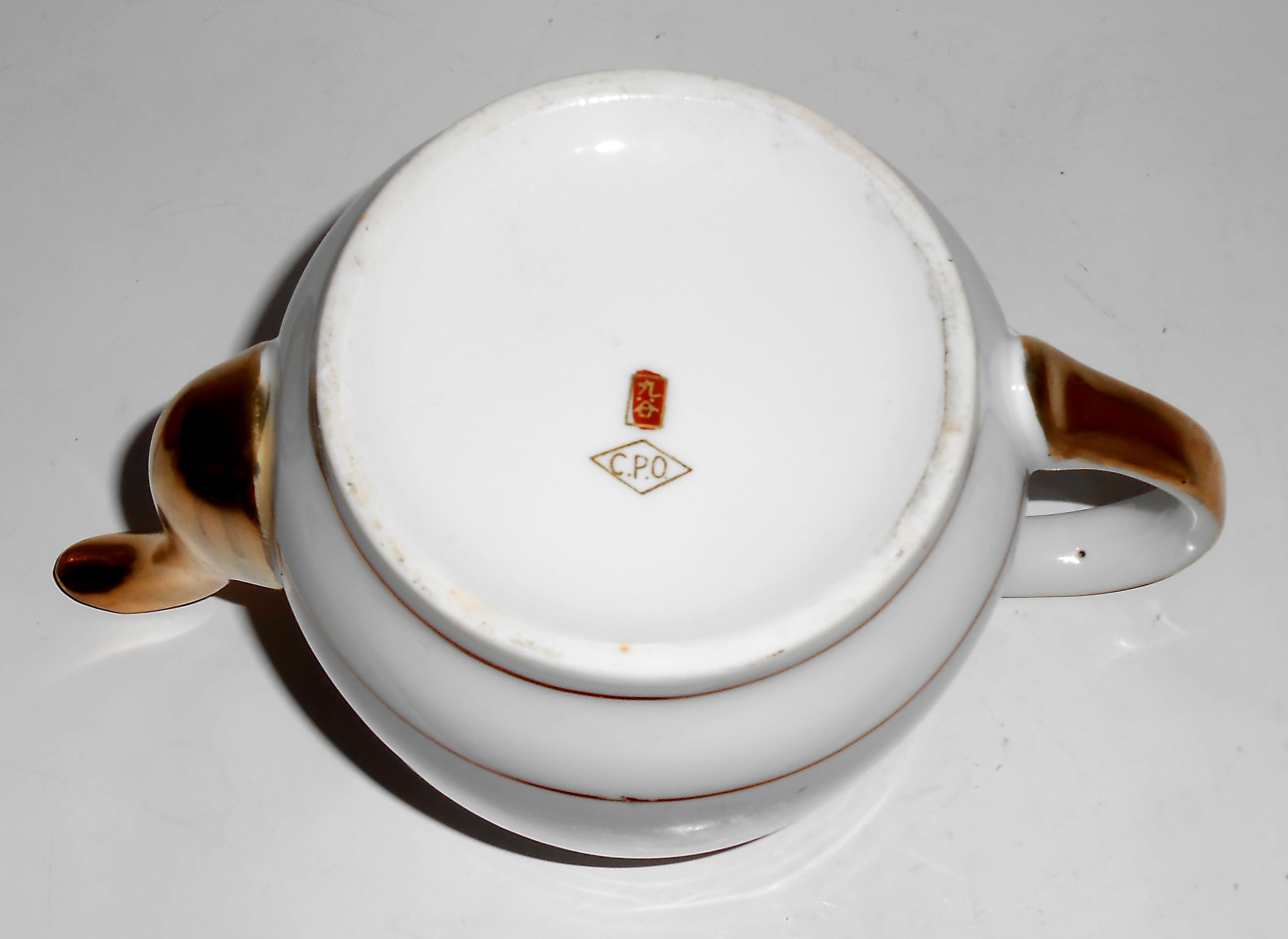 CPO Porcelain China Hand Decorated Floral & Gold W/Bird