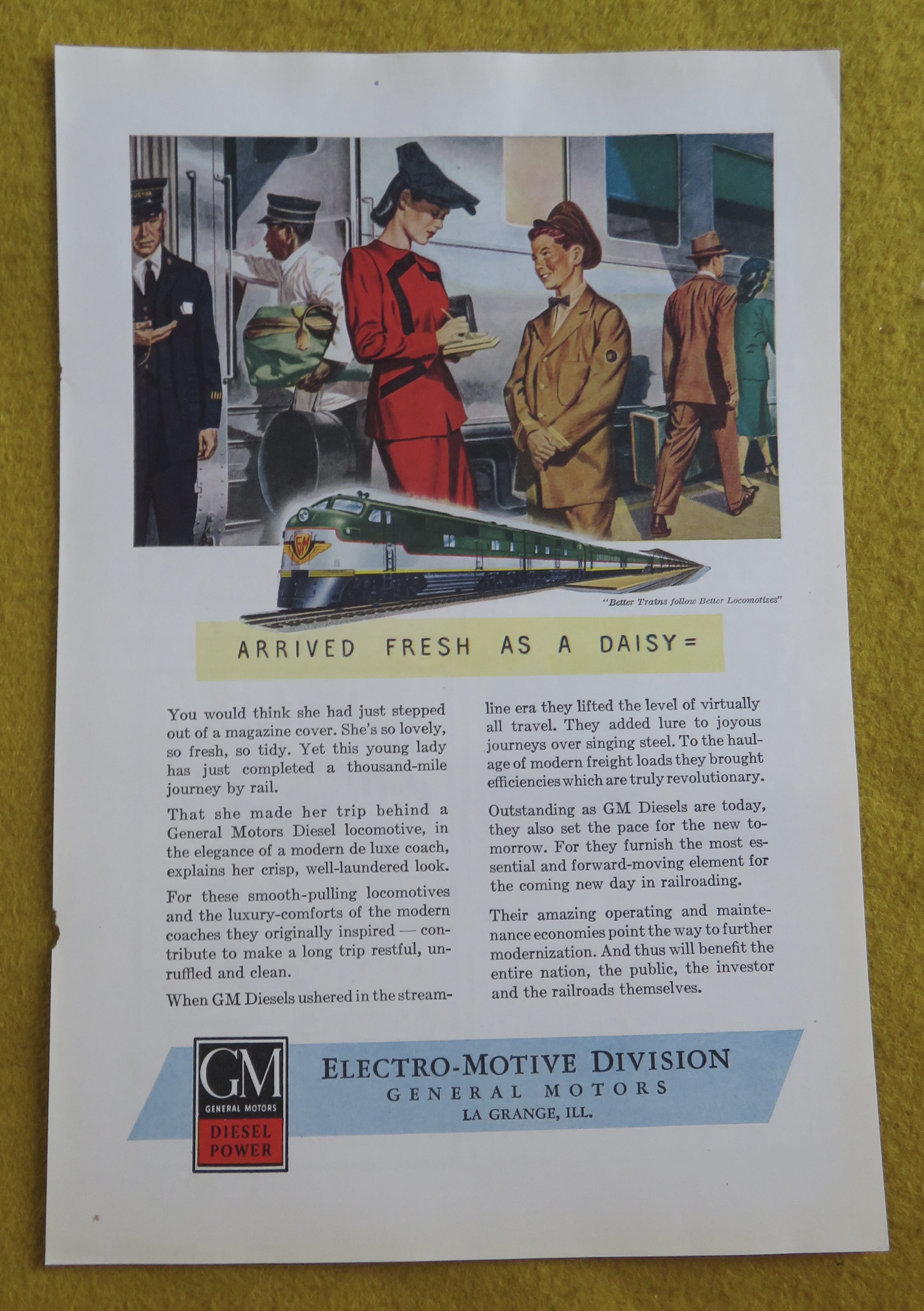1946 Electro Motive Division with Woman Talking To Boy