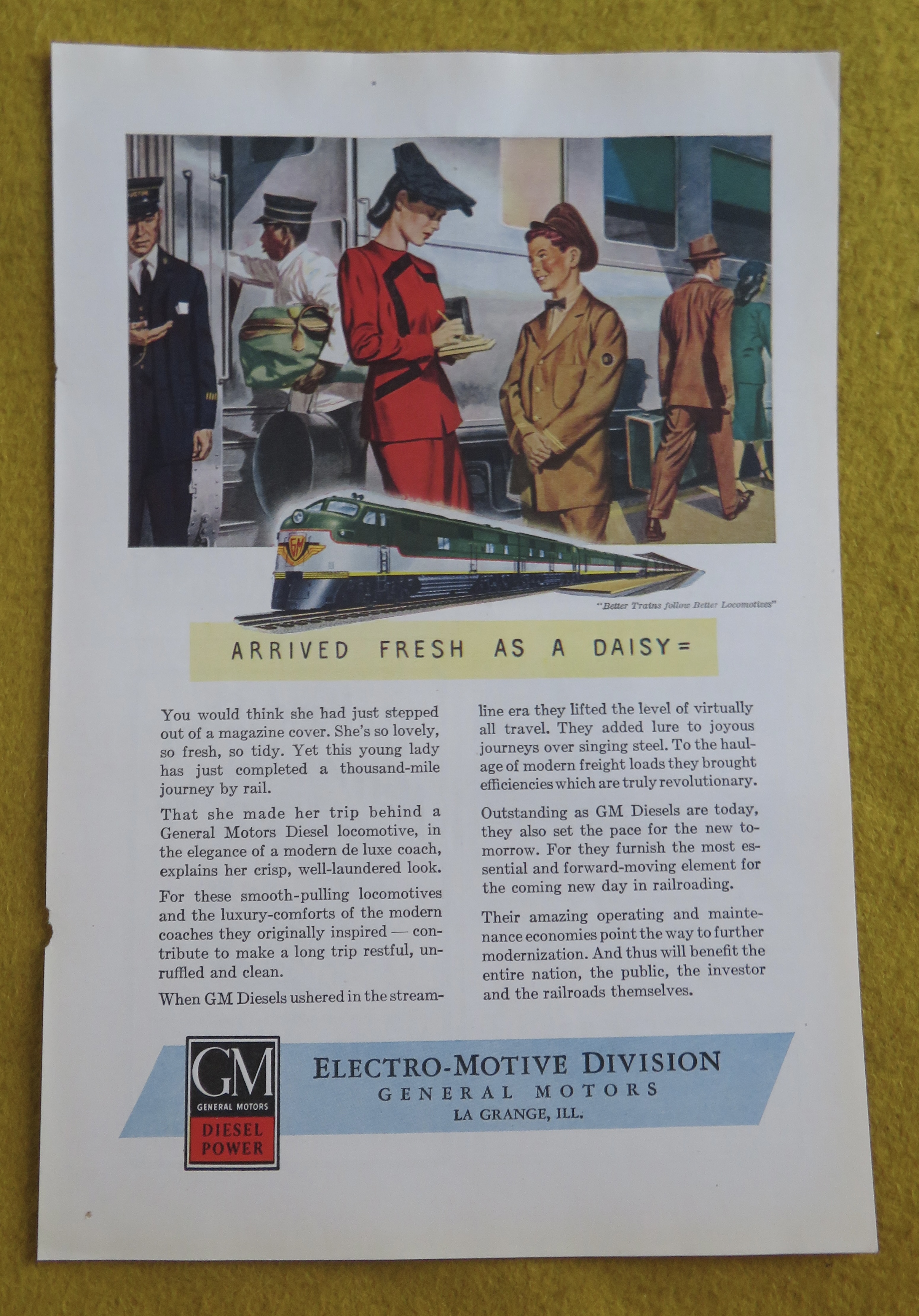 1946 Electro Motive Division with Woman Talking To Boy