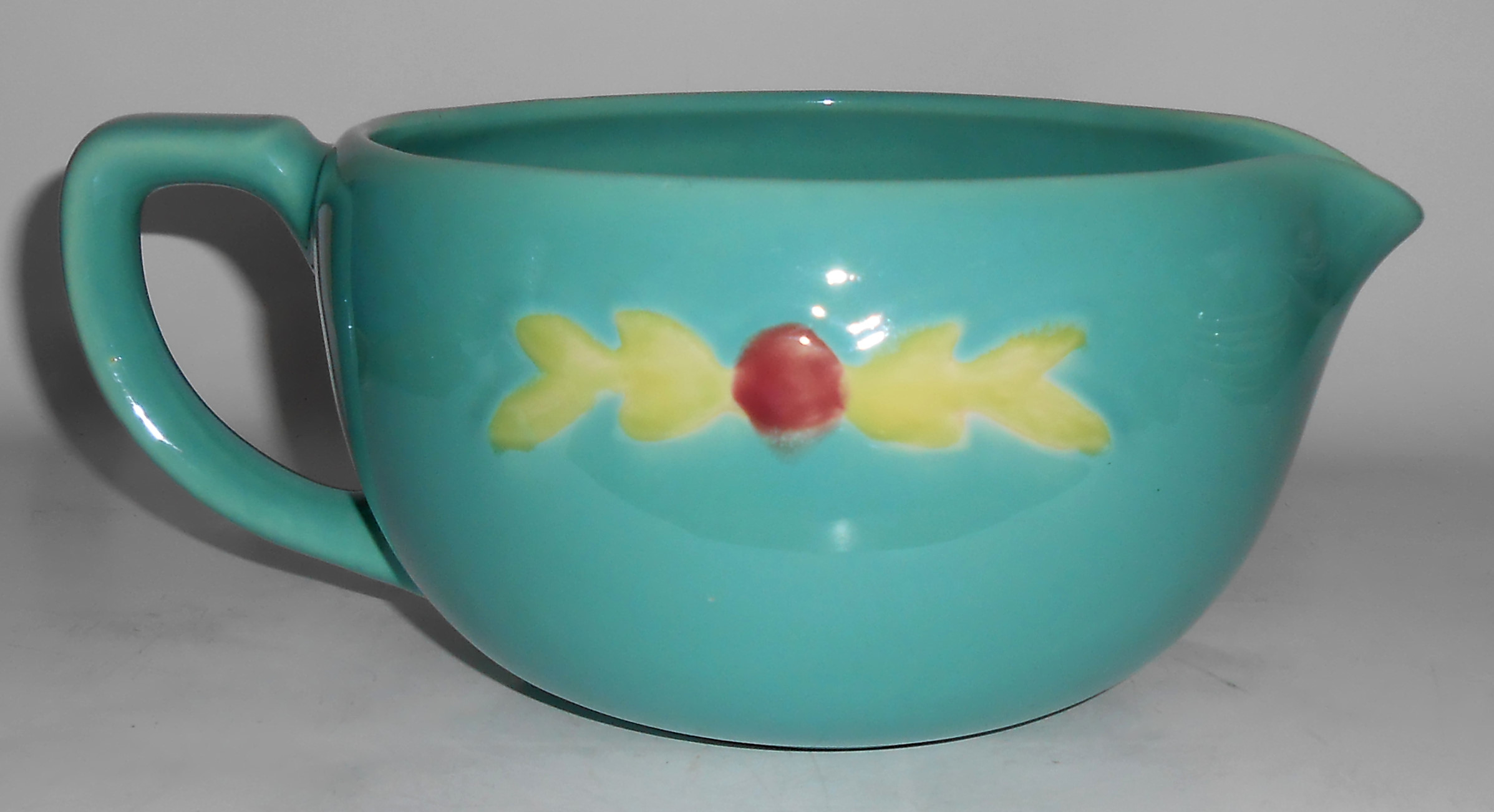 Coors Pottery Rosebud Green Medium Handled Batter Bowl