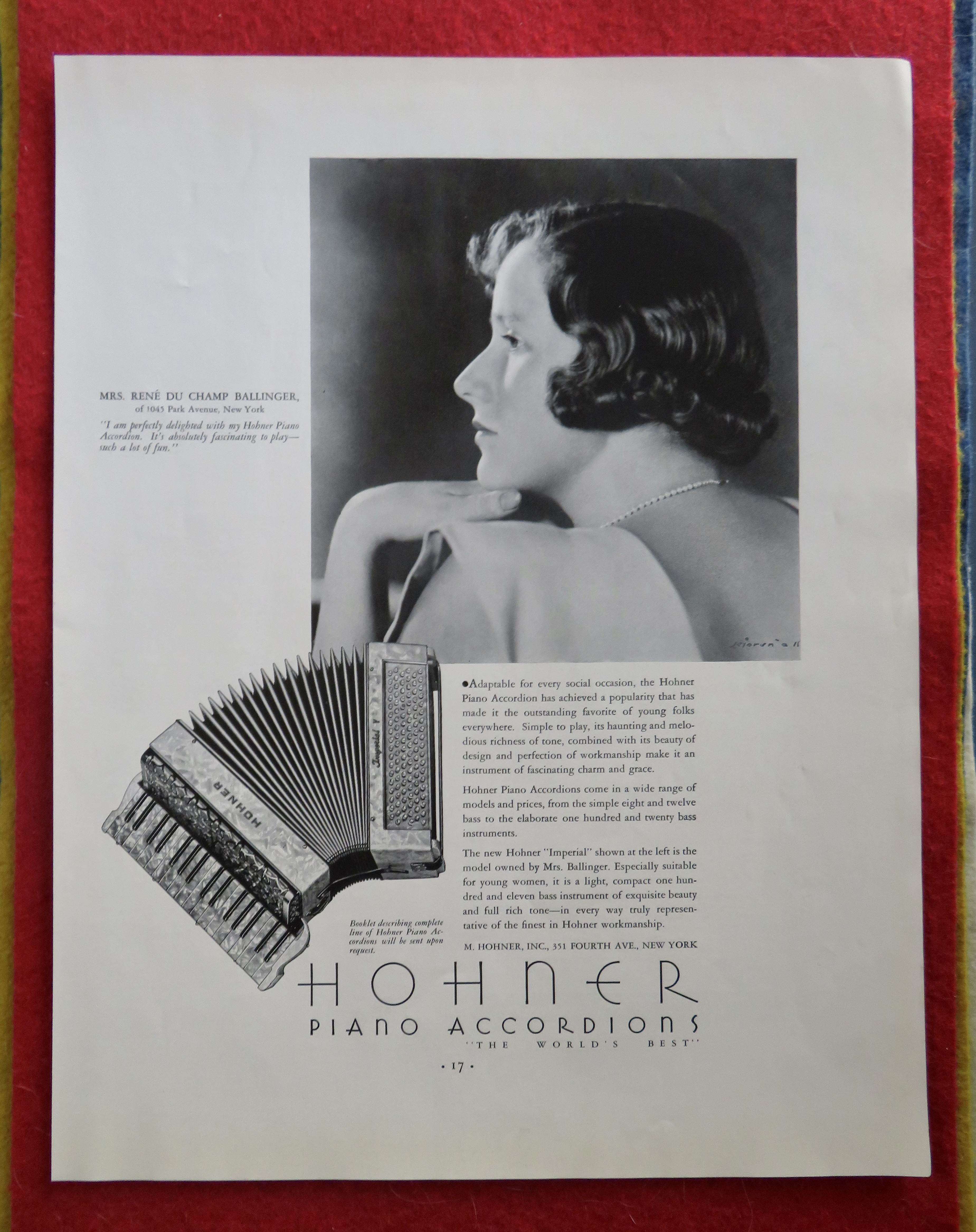 1934 Hohner Piano Accordions with Rene Ballinger