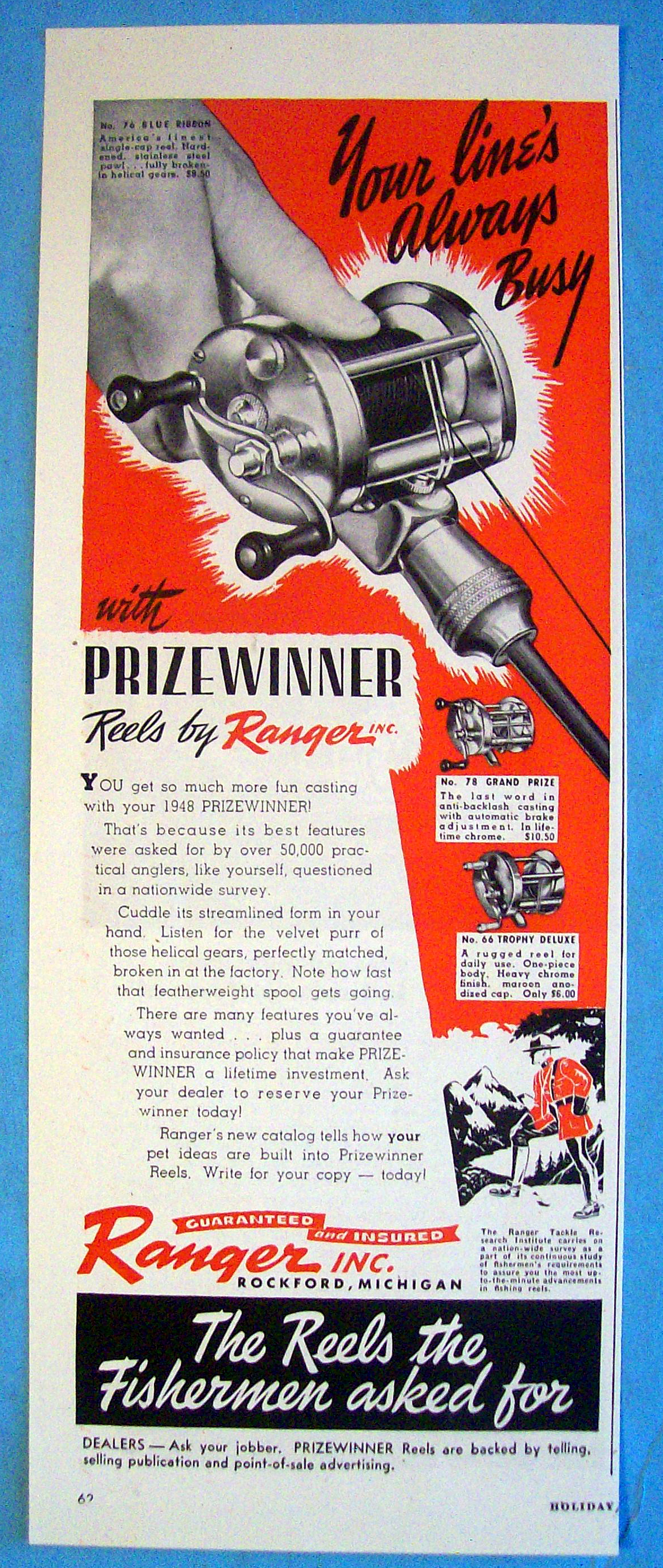 1948 Ranger Reels With Blue Ribbon Reel
