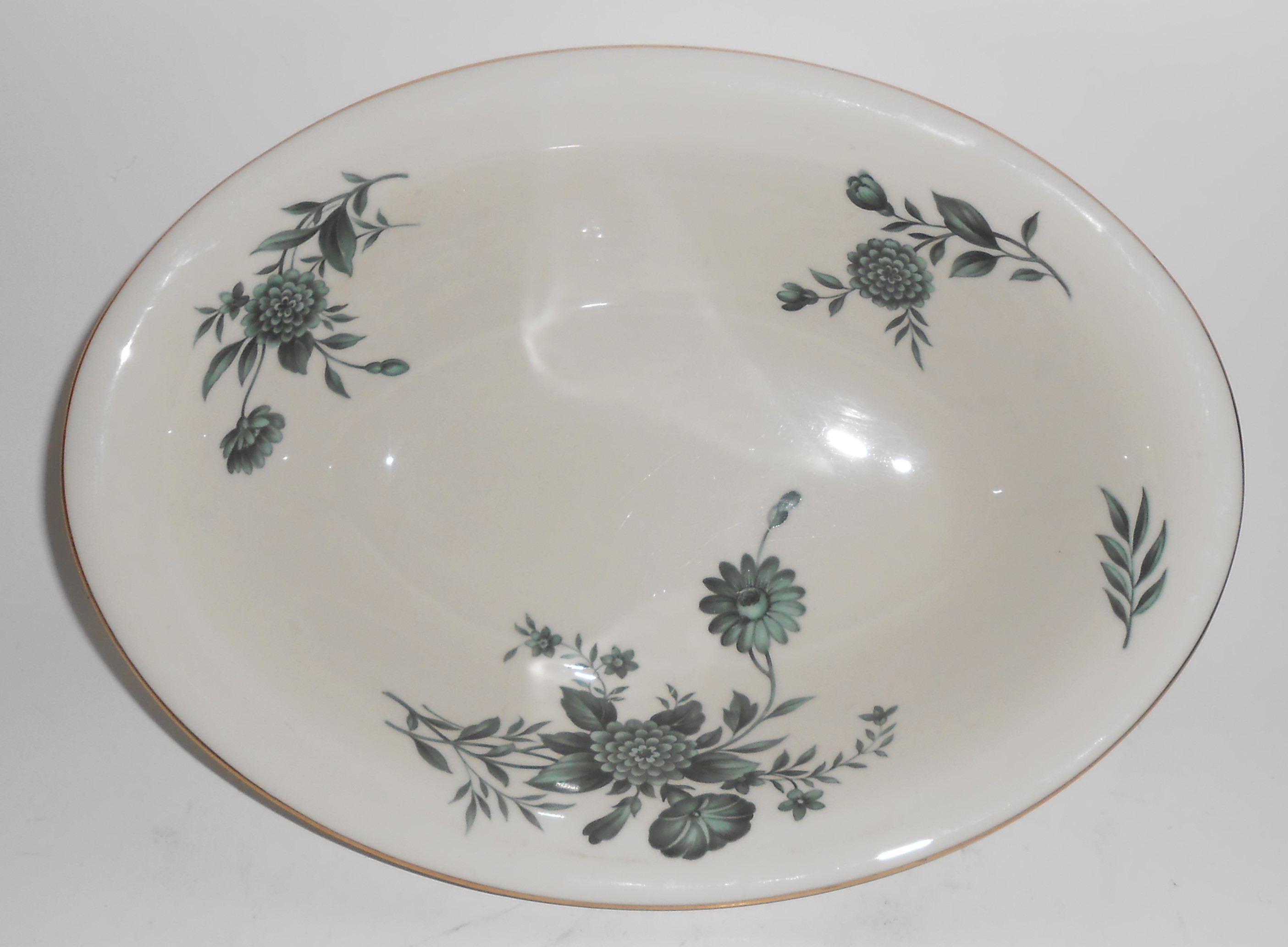Pickard Porcelain China Gold Band Green Diana Oval Vege