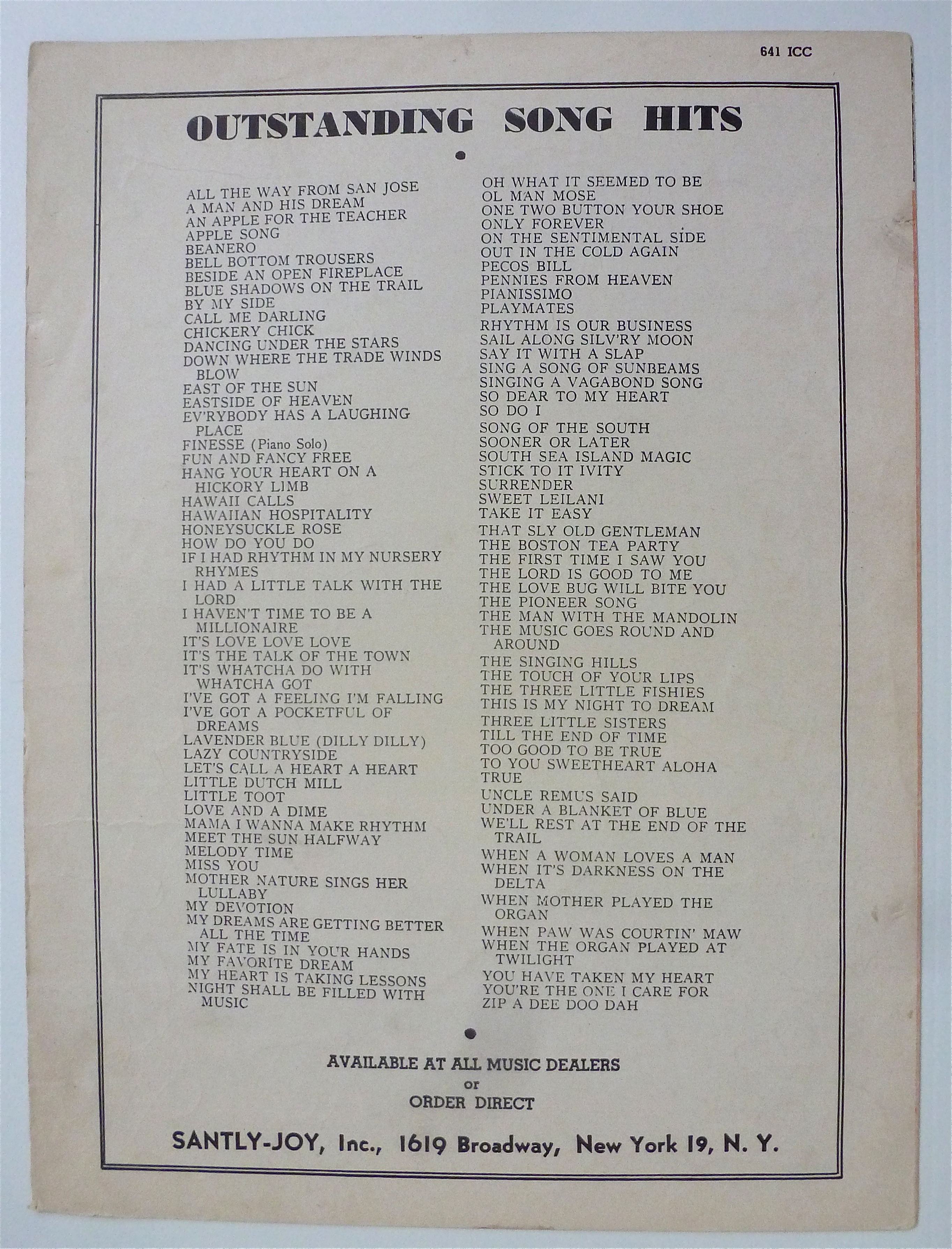Sheet Music For 1948 Lavender Blue (Dilly Dilly)