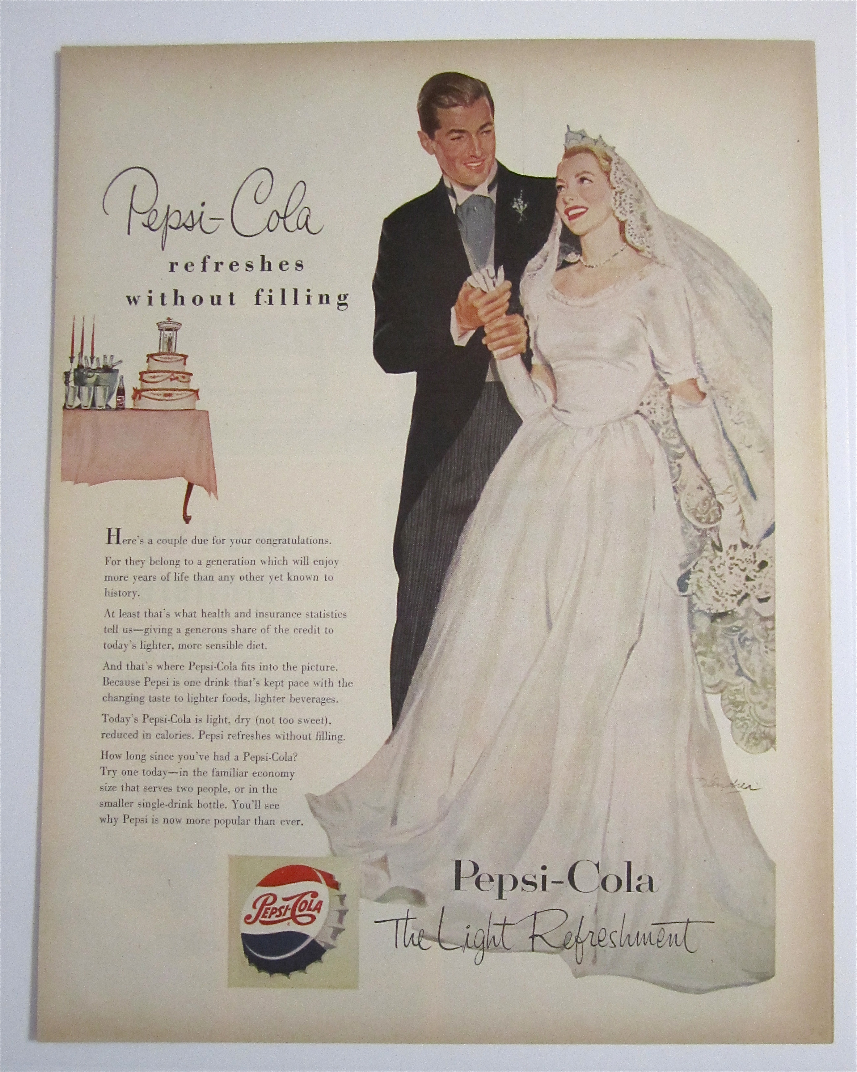 1953 Pepsi-Cola (Pepsi) with Bride & Groom At Wedding
