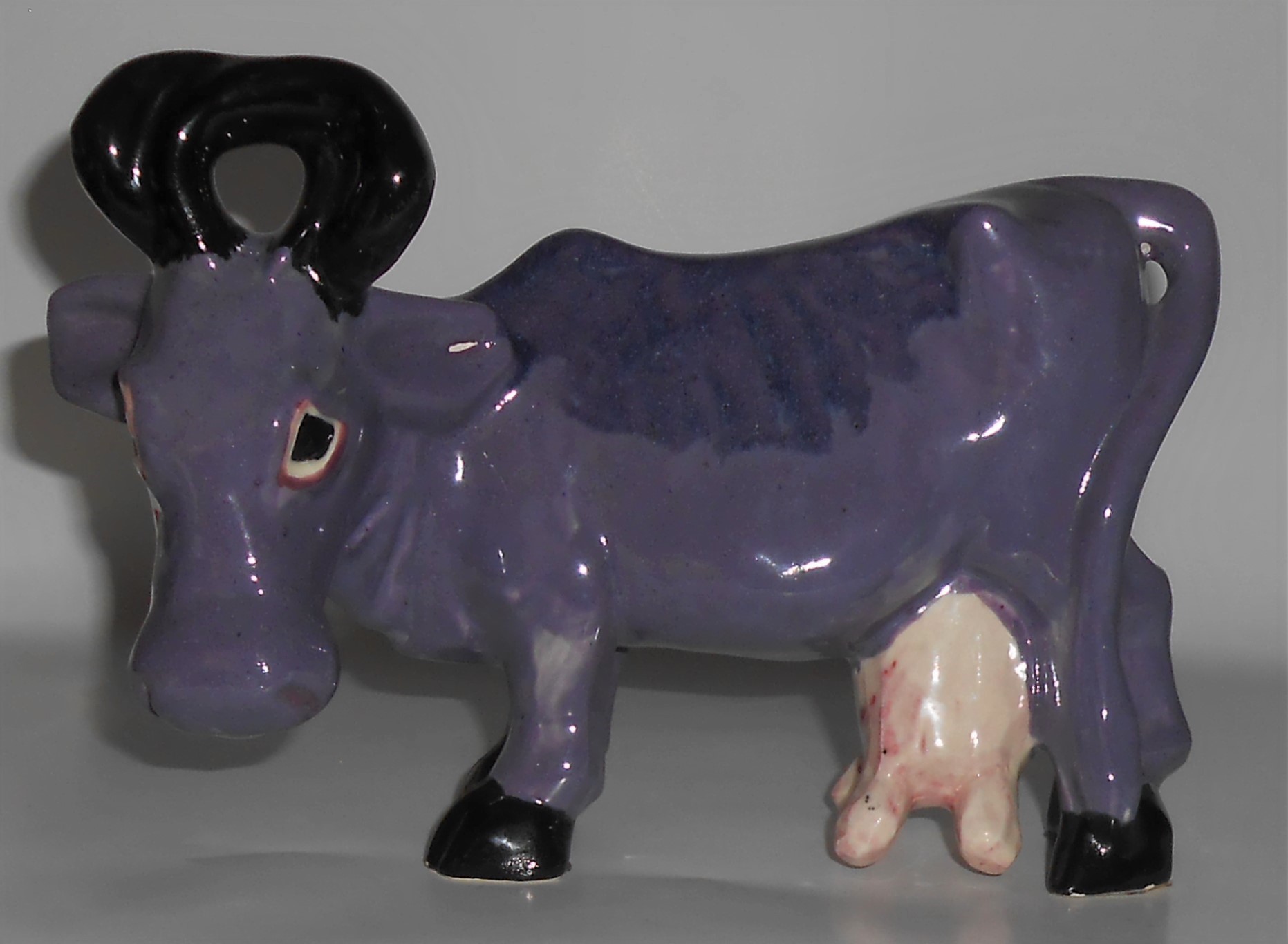 Brayton Laguna Pottery Purple Cow Figurine Planter