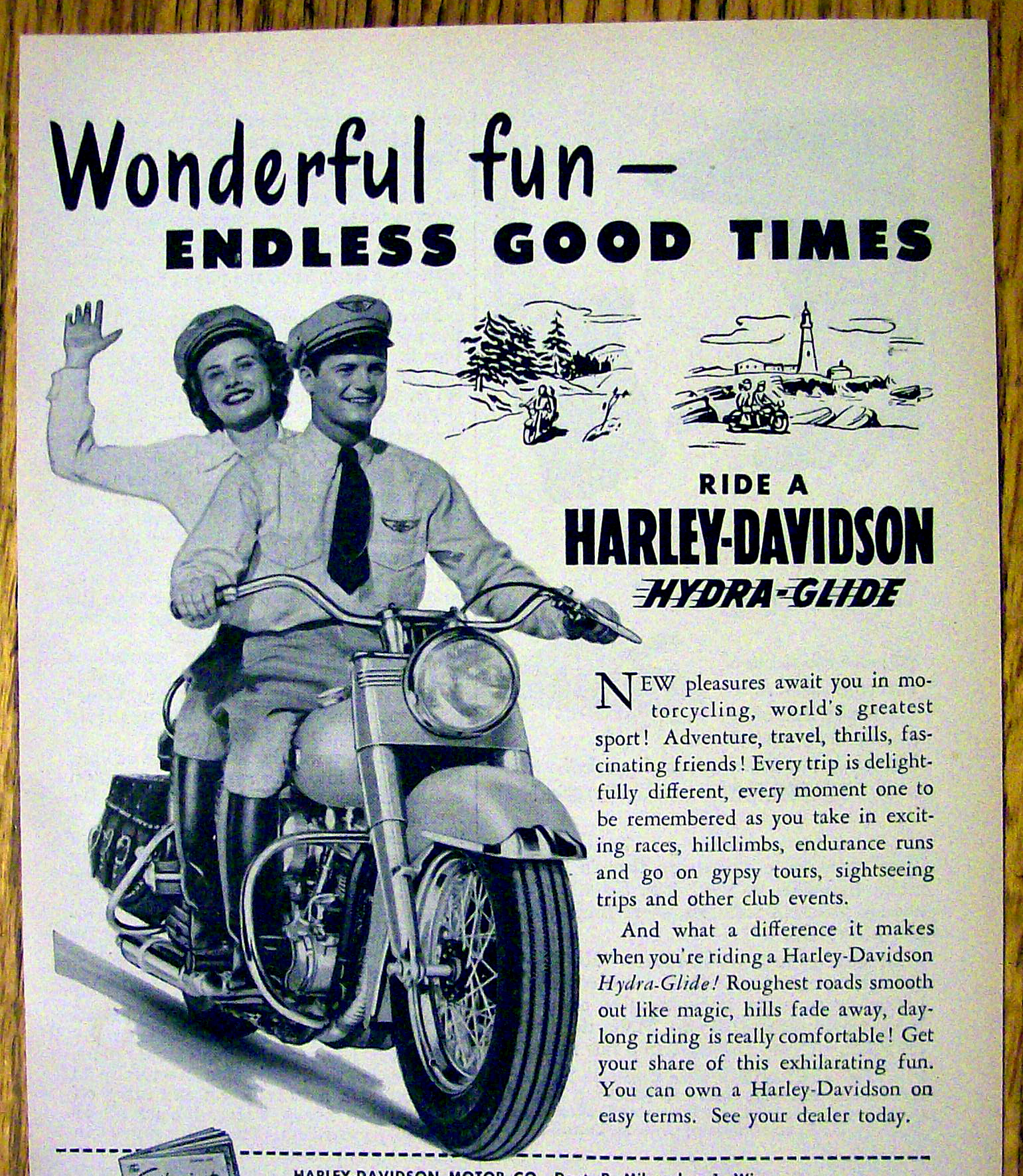 1950 Harley Davidson Hydra Glide with Man & Woman