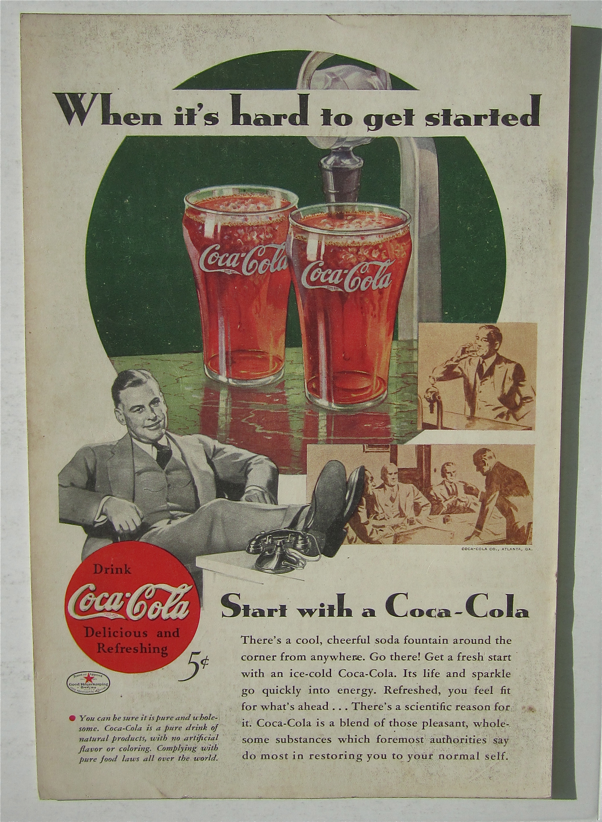 1934 Coca Cola (Coke) with Man with his Feet Up